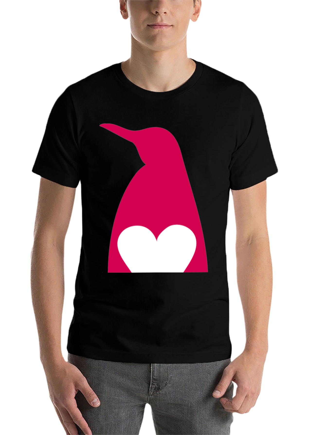 Black Penguin Heart Graphic T-Shirt - Black view 7