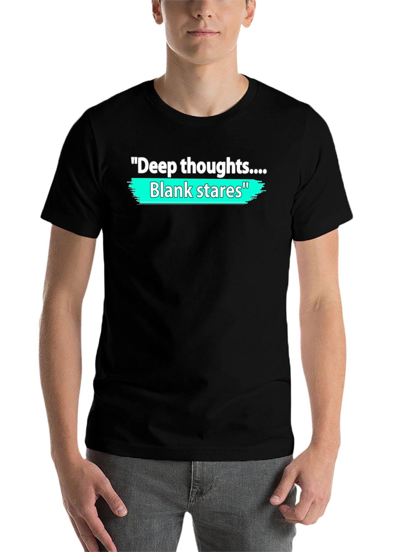 Black Deep Thoughts Blank Stares Graphic T-Shirt view 7