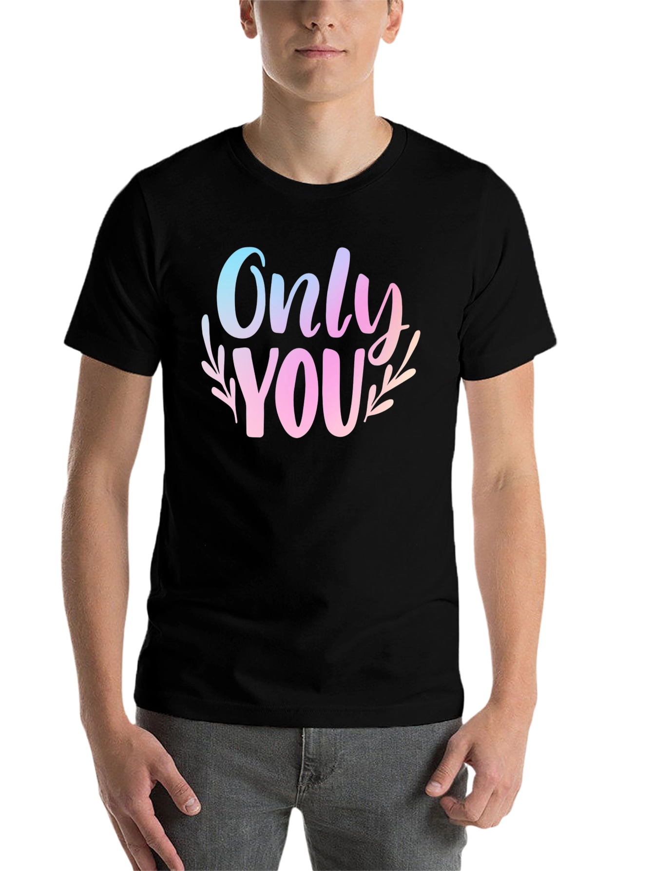 Black Only You Graphic Print Black T-Shirt view 7