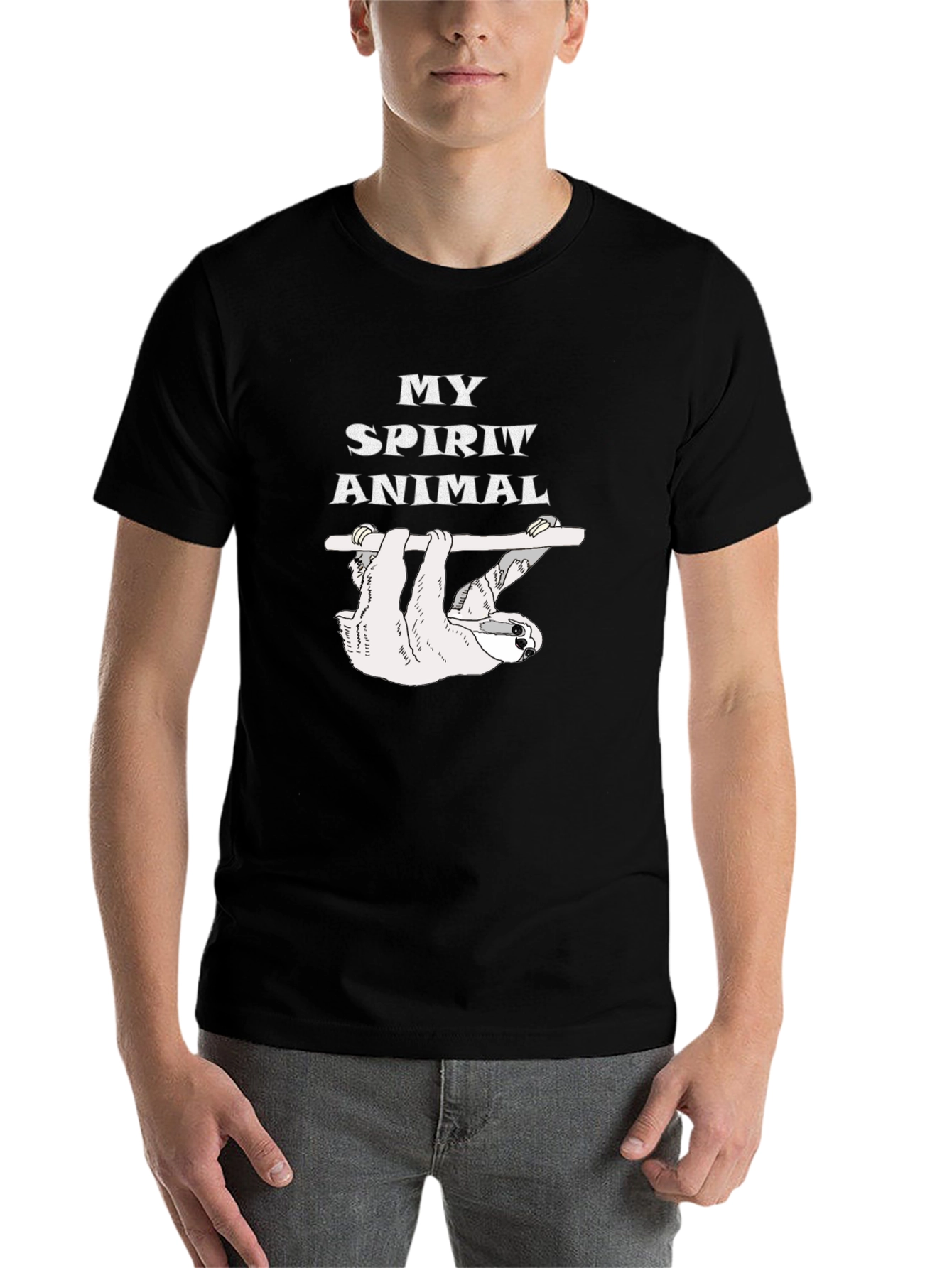 Black My Spirit Animal Sloth Graphic T-Shirt view 7