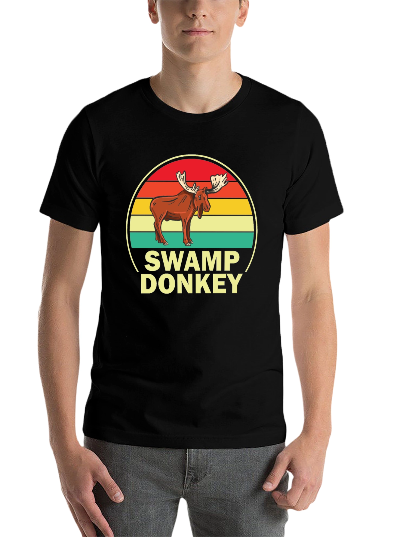 Black Swamp Donkey T-Shirt, Moose Graphic Tee view 7
