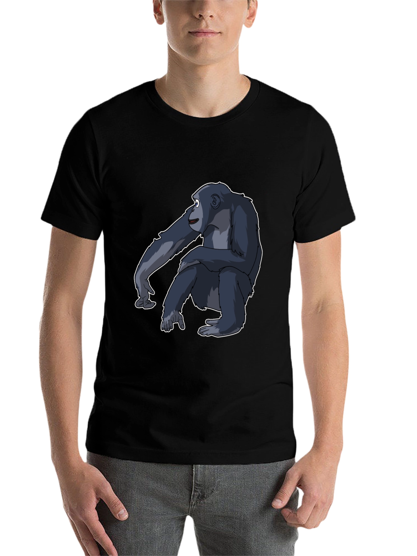 Black Chimpanzee Graphic Tee - Black Cotton T-Shirt view 7