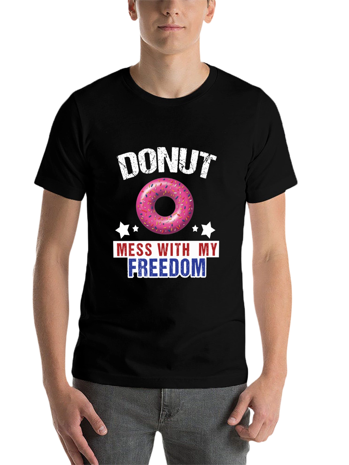 Black Donut Mess With My Freedom Patriotic T-Shirt view 7