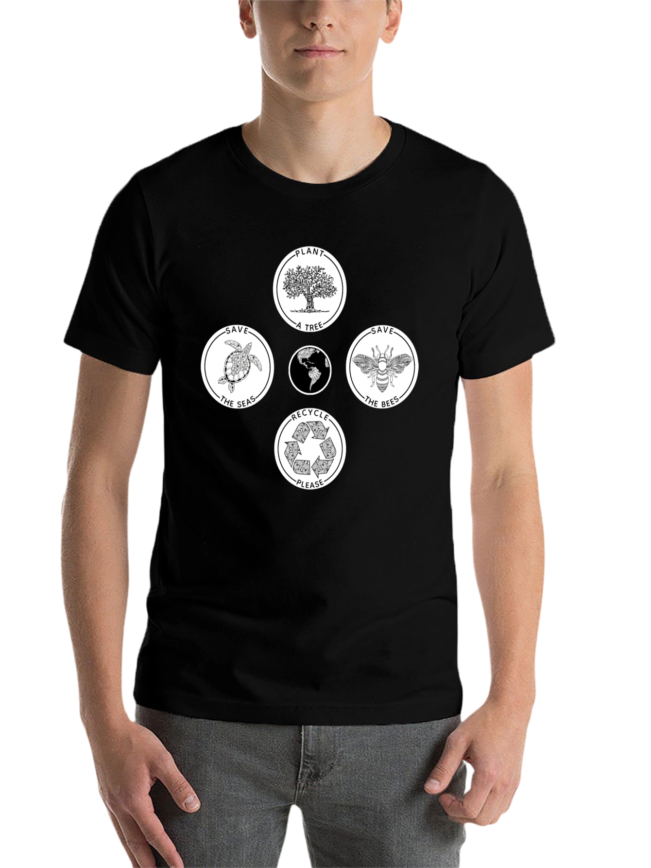 Black Eco-Friendly Graphic Tee - Save Our Planet view 7
