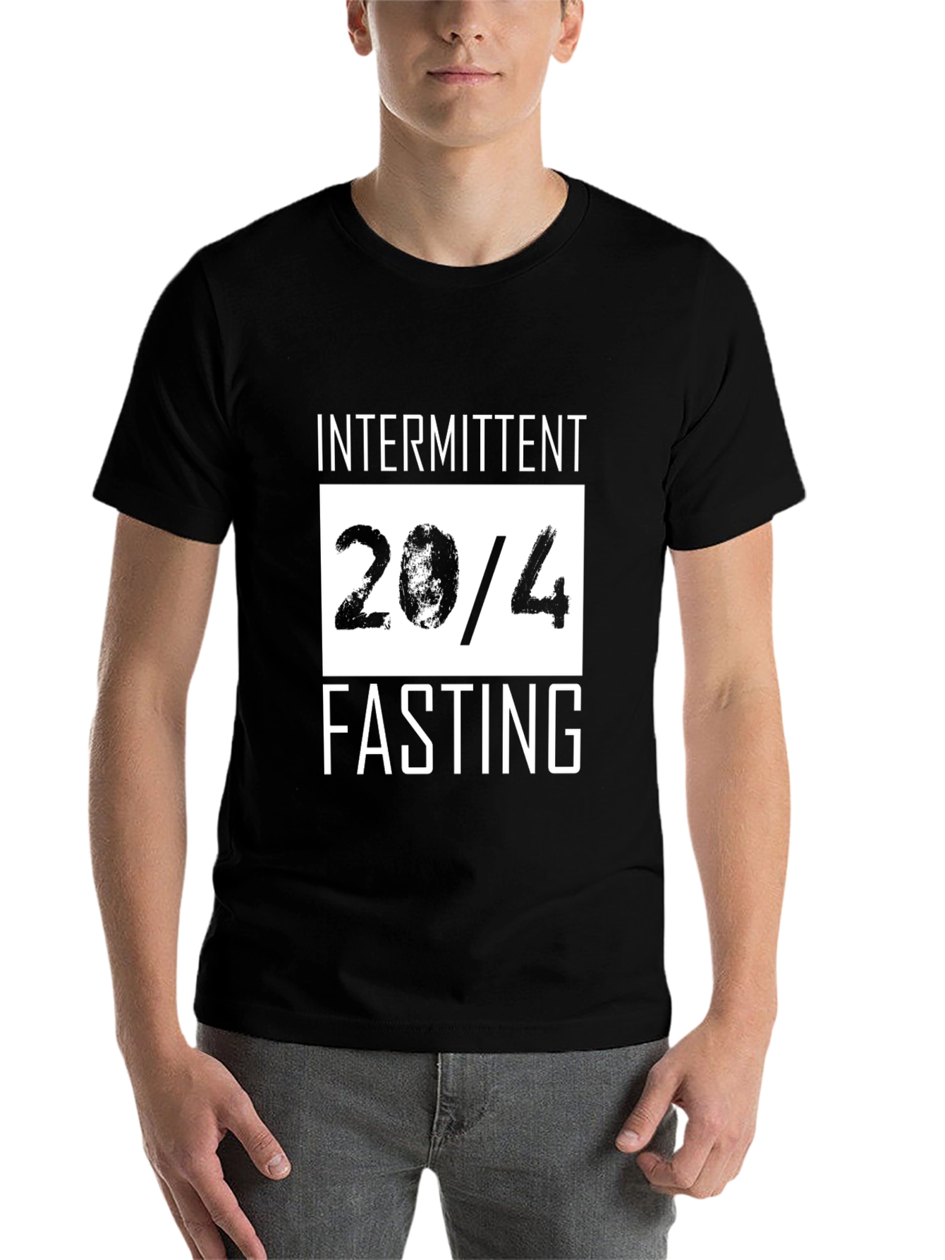 Black Intermittent Fasting 20/4 Black T-Shirt view 7
