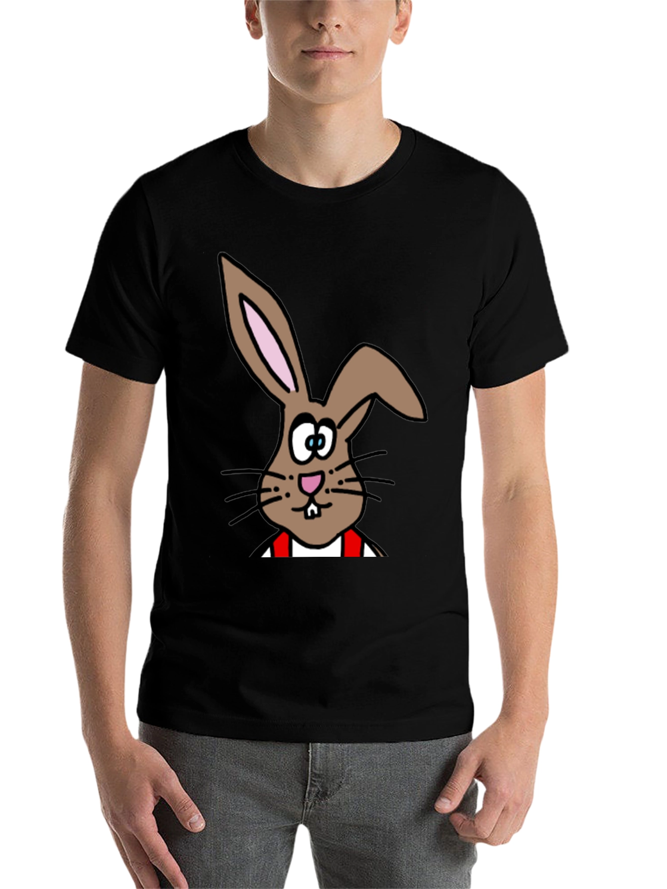 Black Cartoon Bunny T-Shirt - Casual Cotton Tee view 7