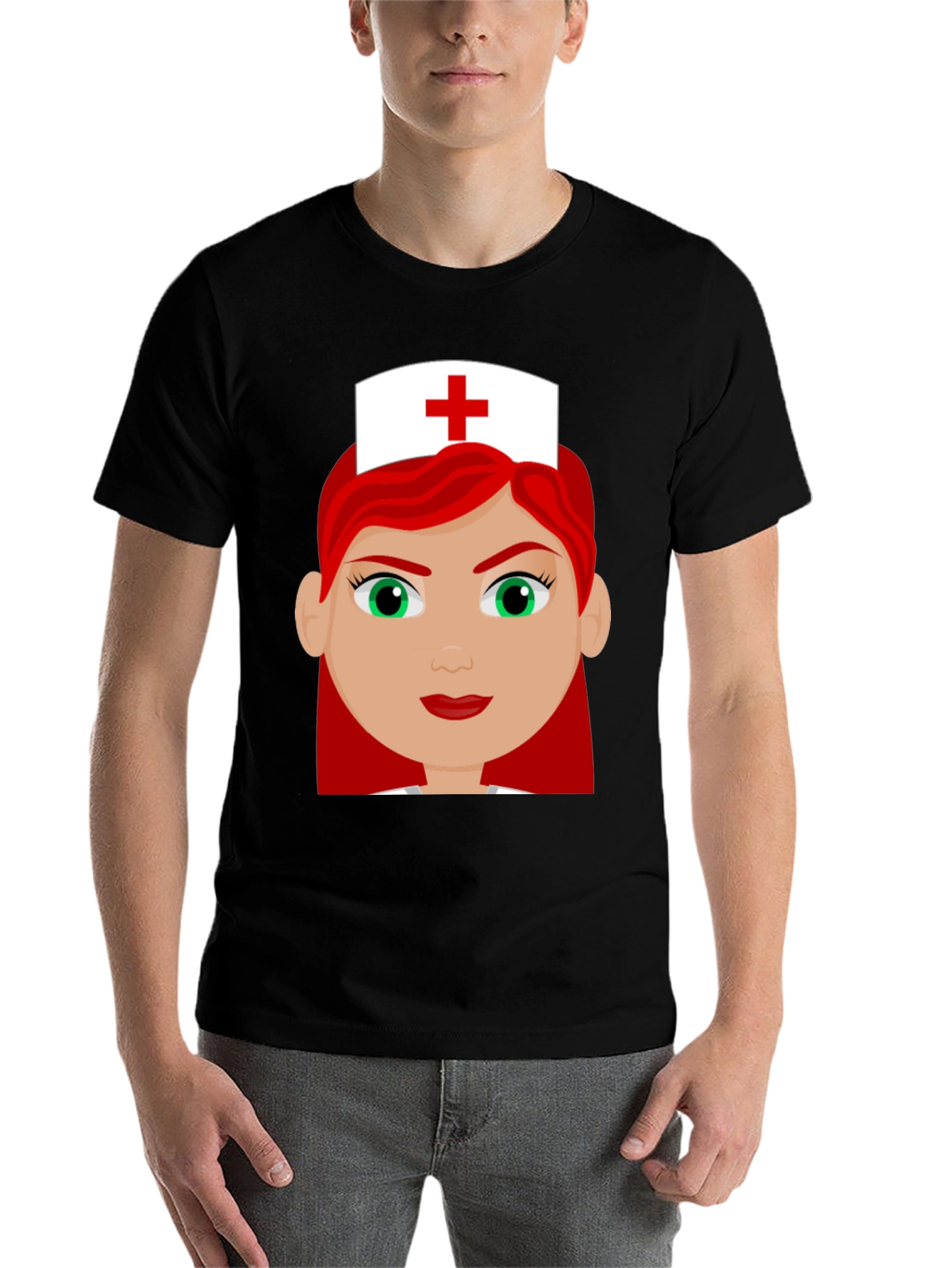 Black Nurse Cartoon Graphic T-Shirt view 7