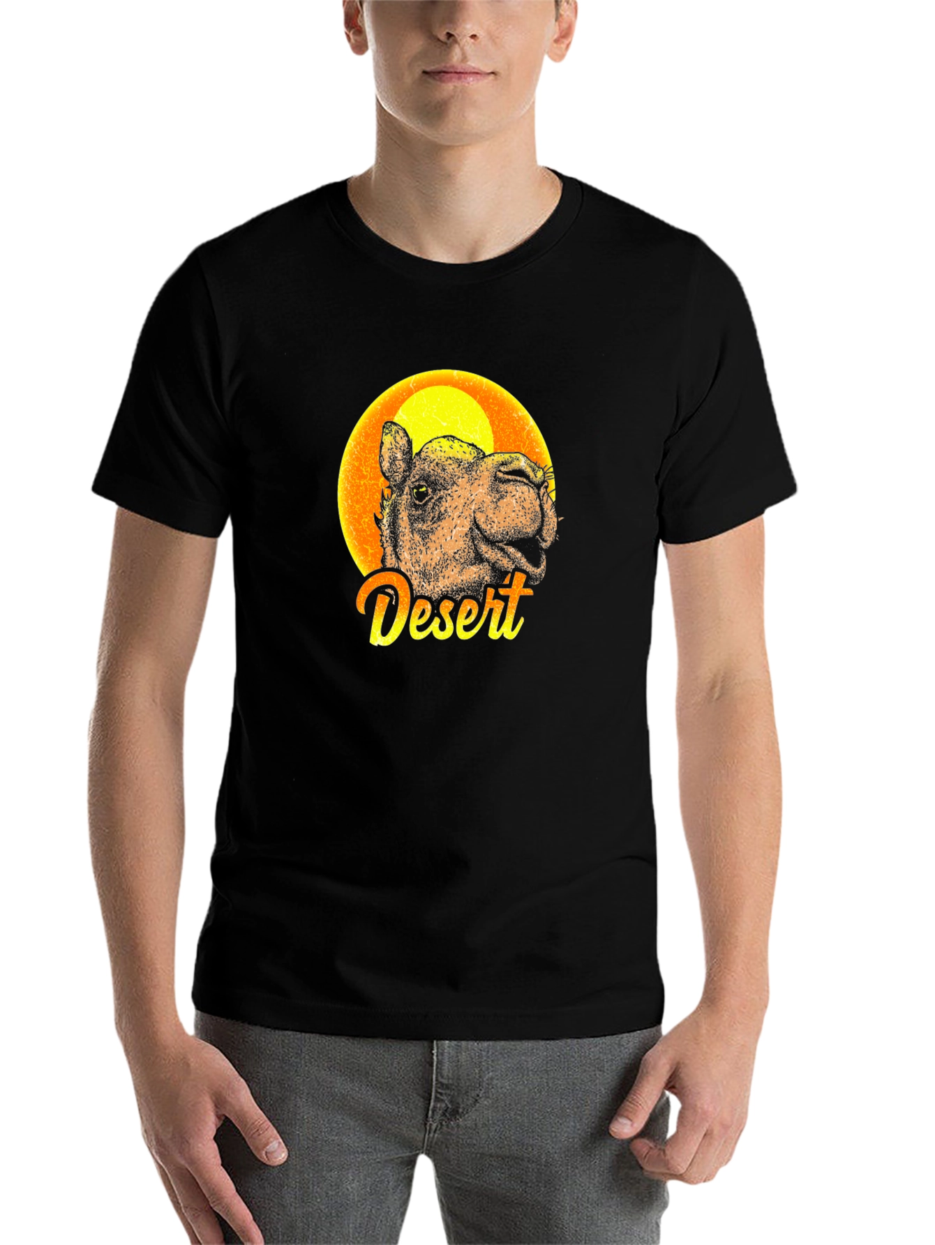 Black Desert Camel Graphic Tee - Men's Black T-Shirt view 7