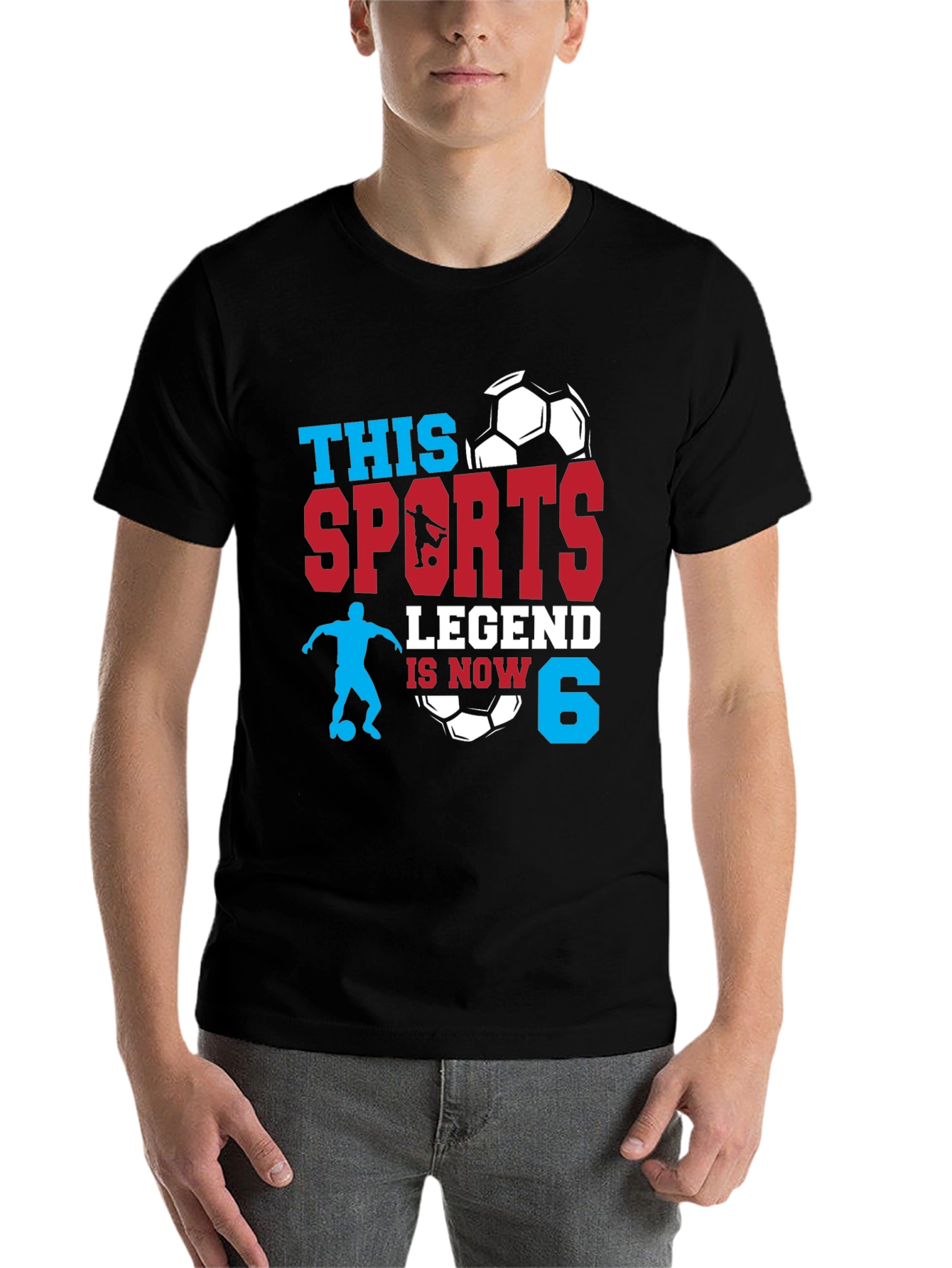 Black Sports Legend 6th Birthday Soccer T-Shirt view 7