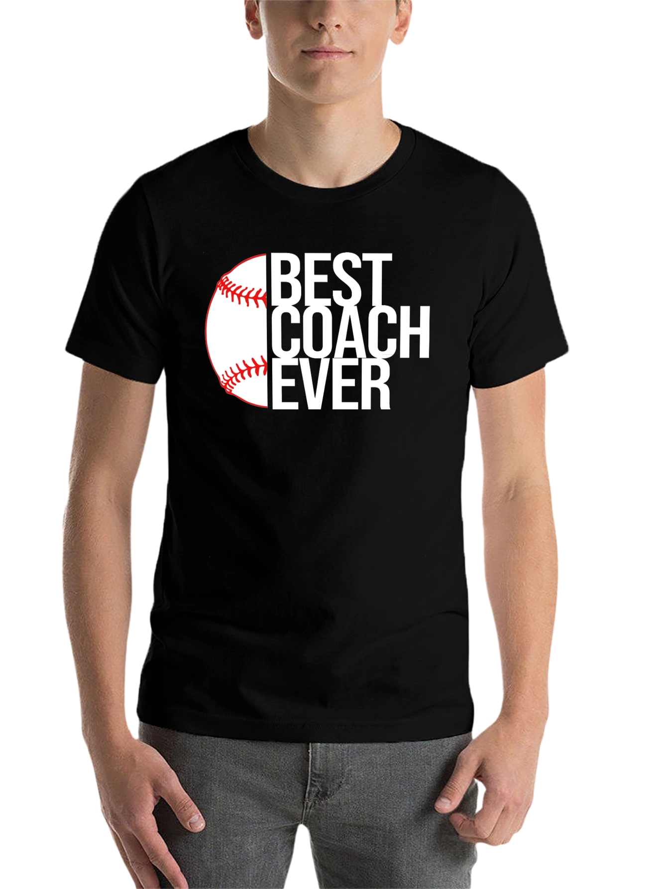 Black Best Coach Ever Baseball T-Shirt - Black view 7