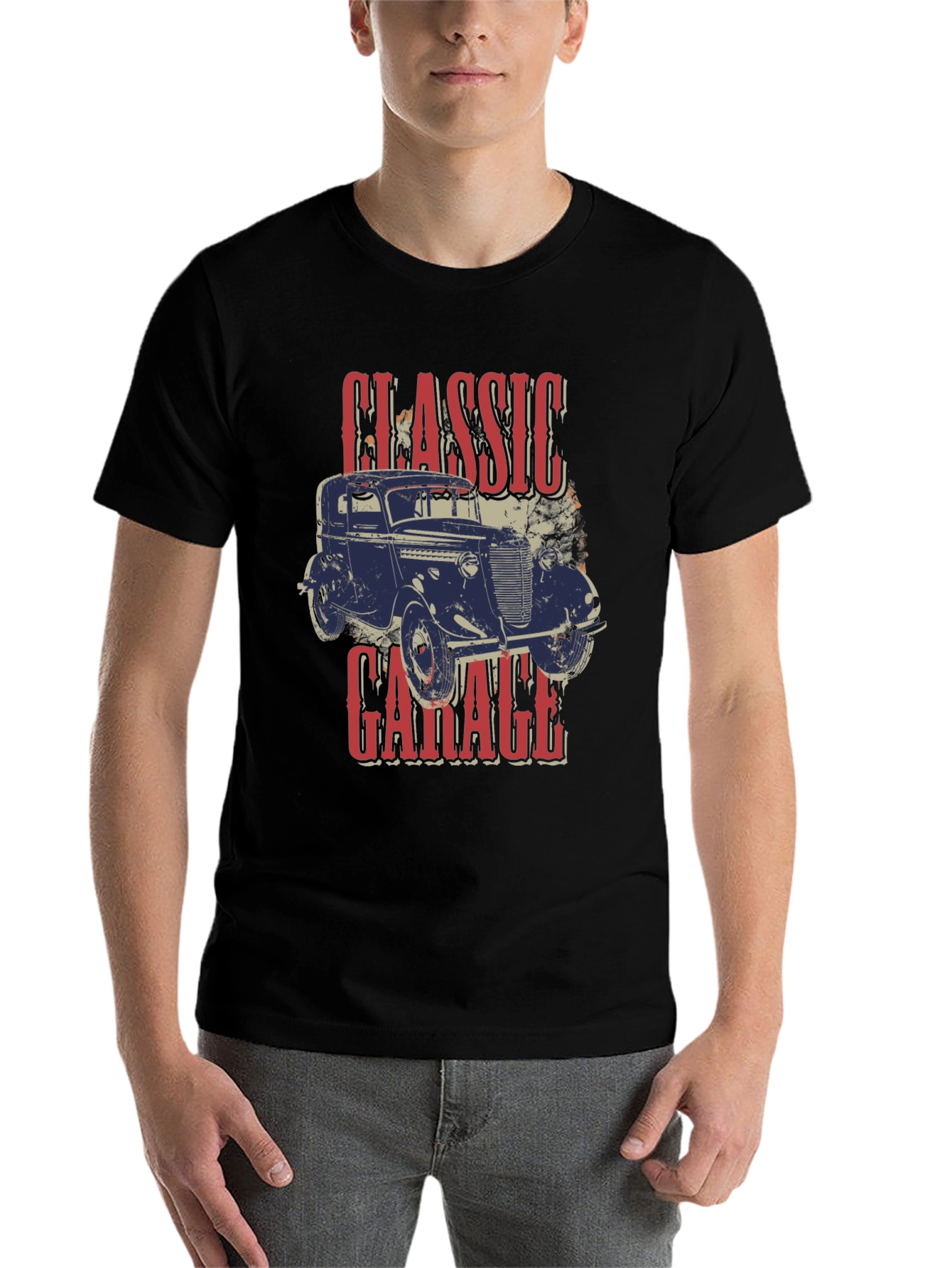Black Classic Garage Car T-Shirt view 7