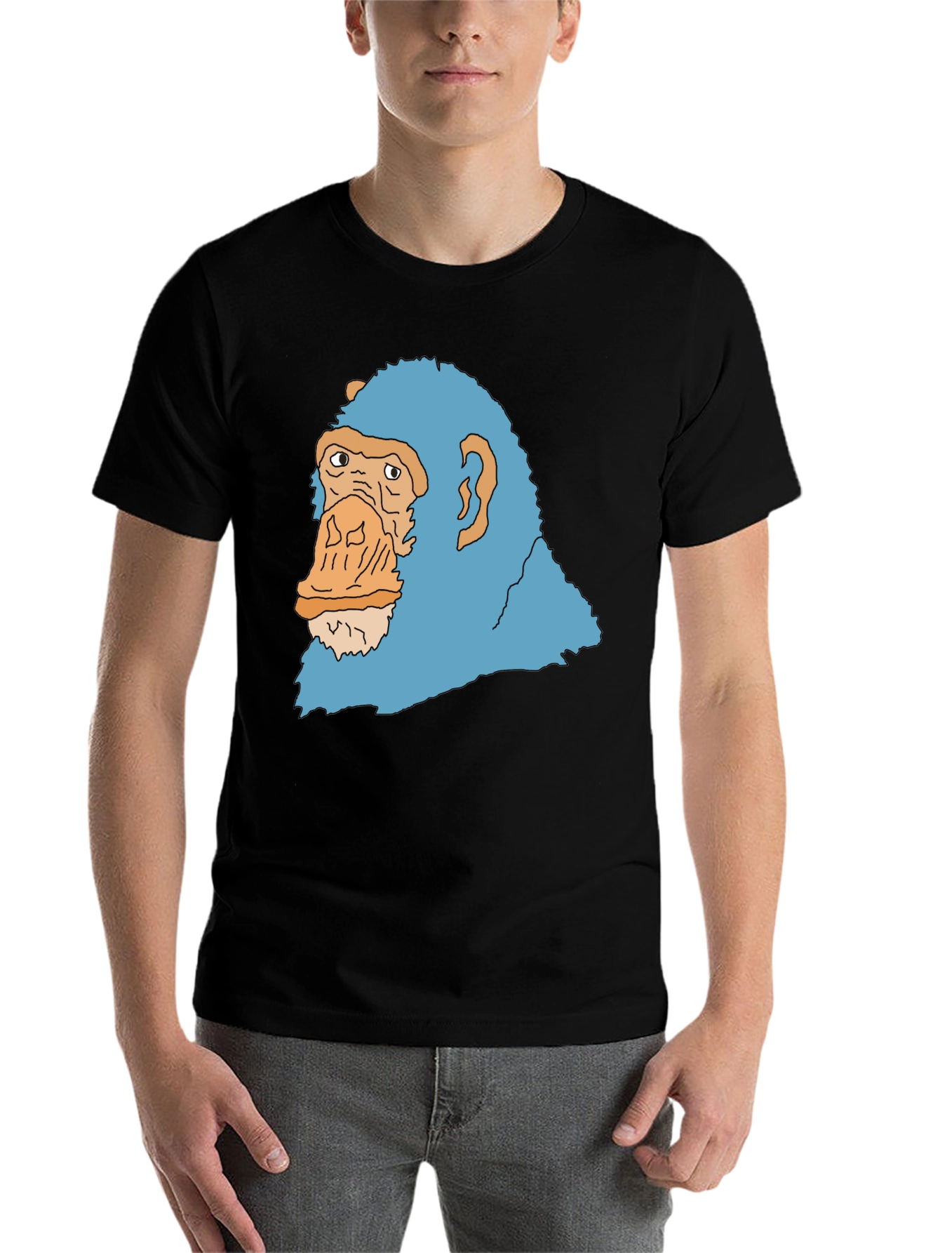 Black Blue Monkey Graphic Black T-Shirt view 7