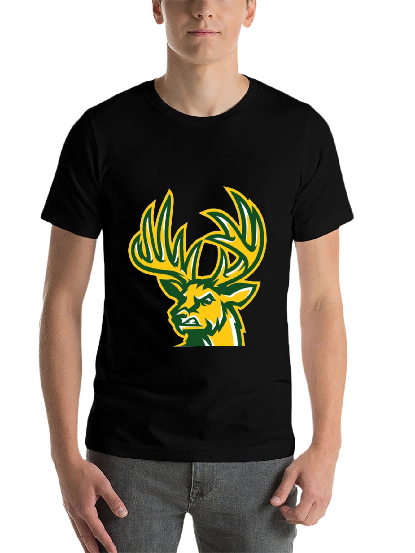 Black Deer Graphic T-Shirt - Black Cotton Tee view 7