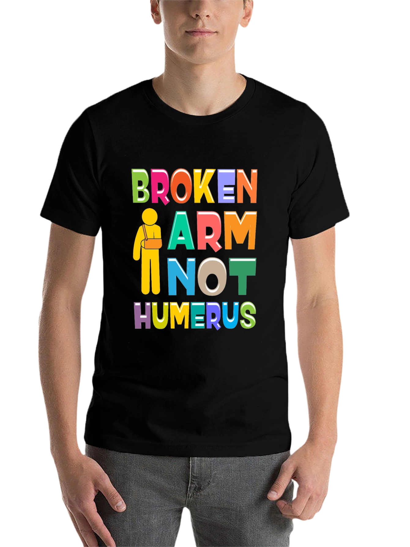 Black Broken Arm Humor Graphic Tee view 7