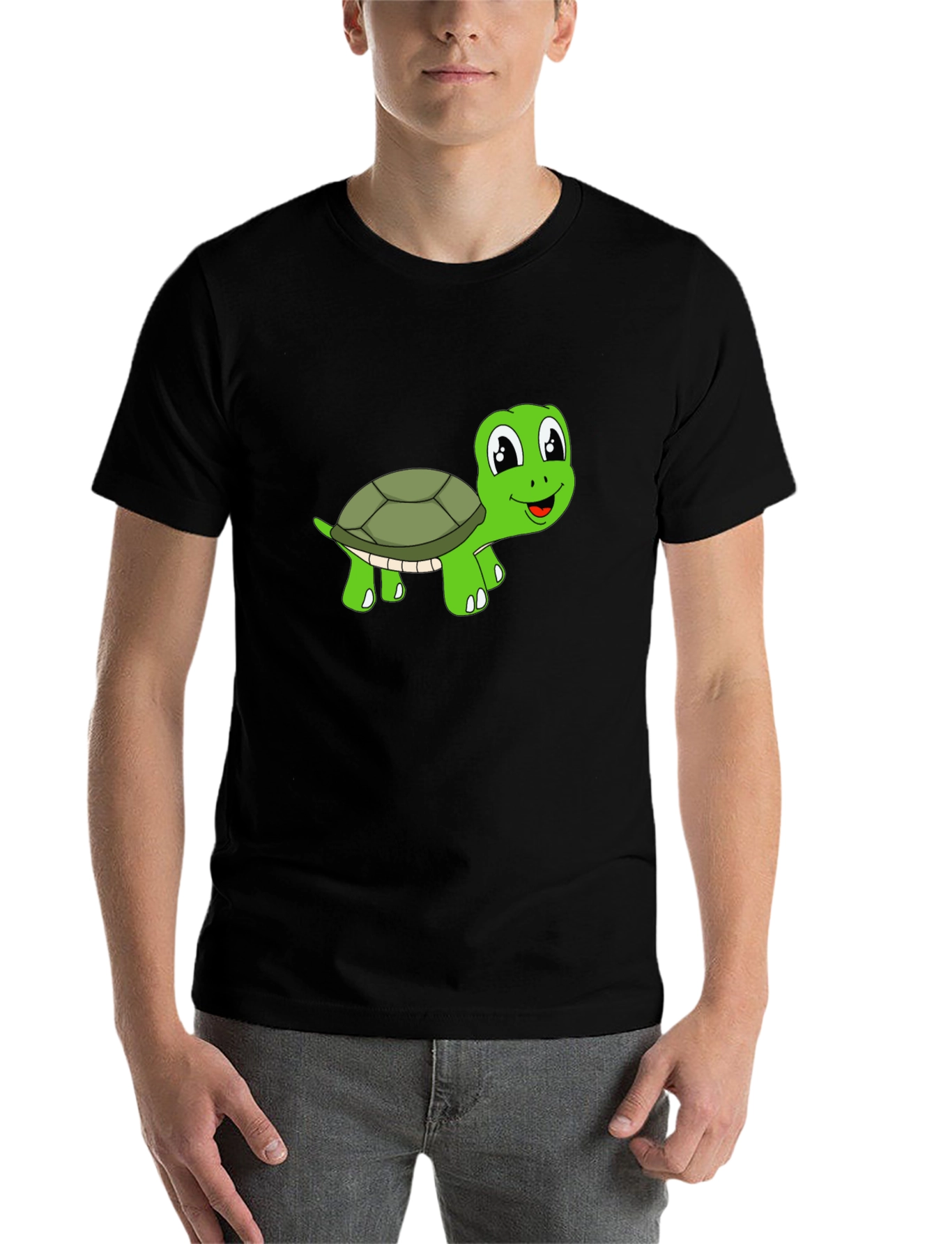 Black Cute Turtle Graphic T-Shirt - Black view 7