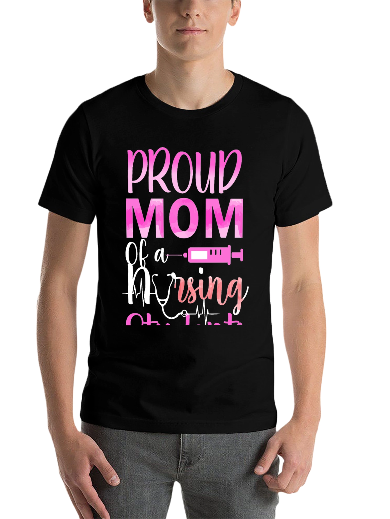 Black Proud Mom of a Nursing Student T-Shirt view 7