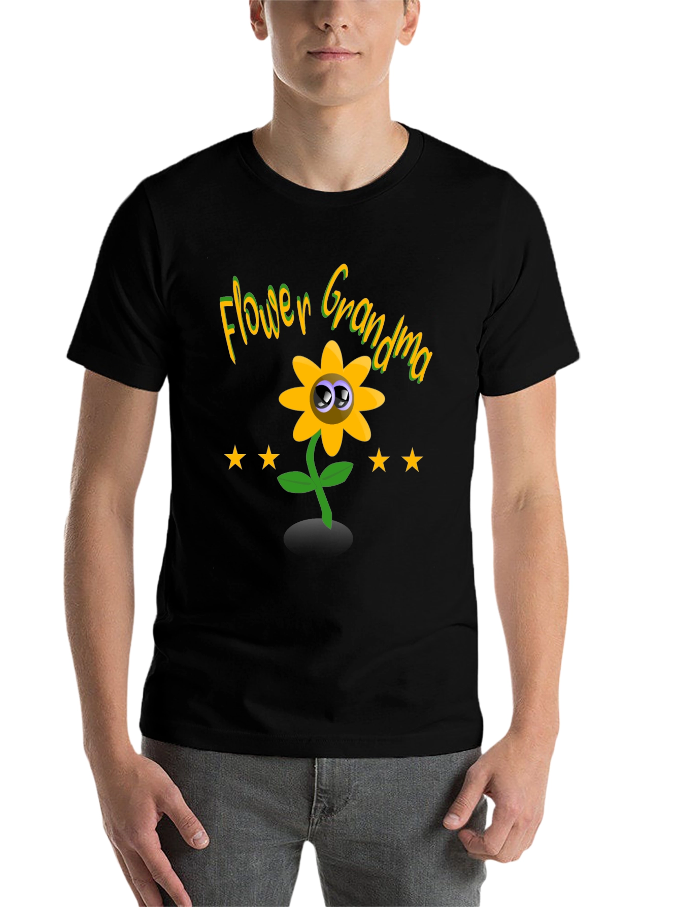 Black Flower Grandma Novelty Graphic T-Shirt view 7