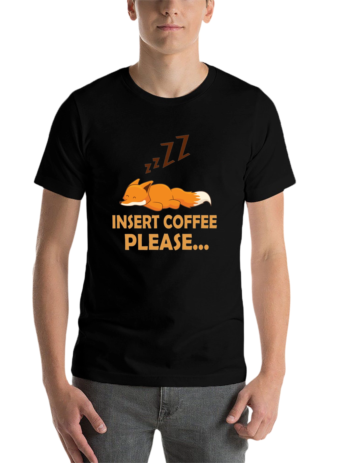 Black Insert Coffee Please Fox Graphic Tee view 7