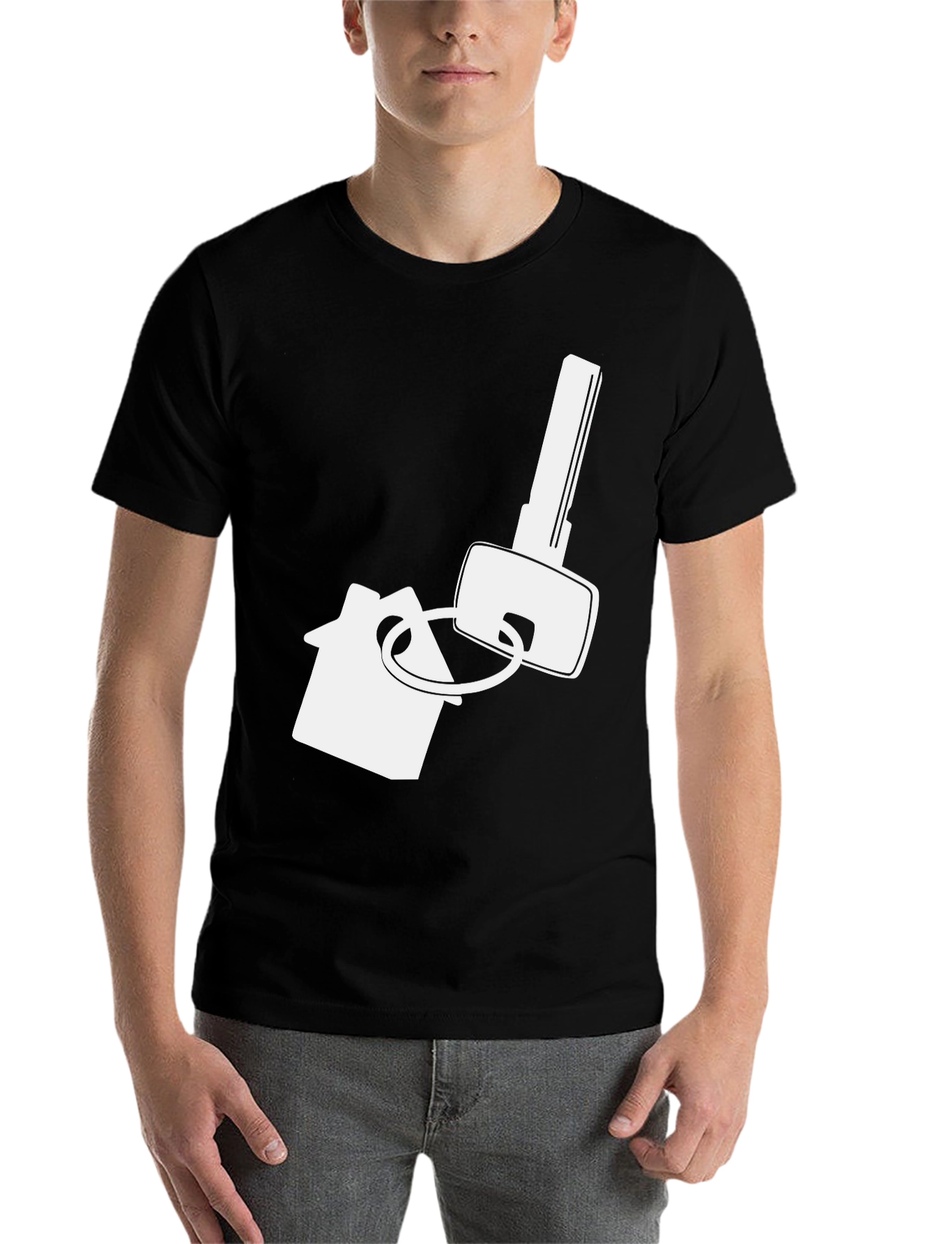 House Key Graphic Tee - Black Cotton T-Shirt - 7