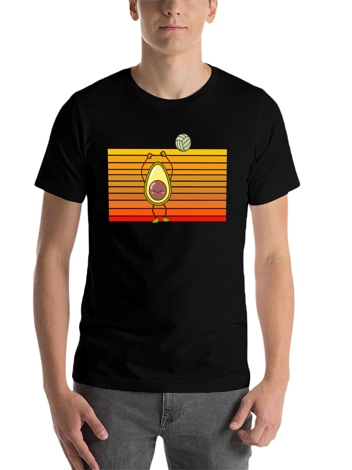 Black Avocado Volleyball T-Shirt: Fun & Stylish view 7