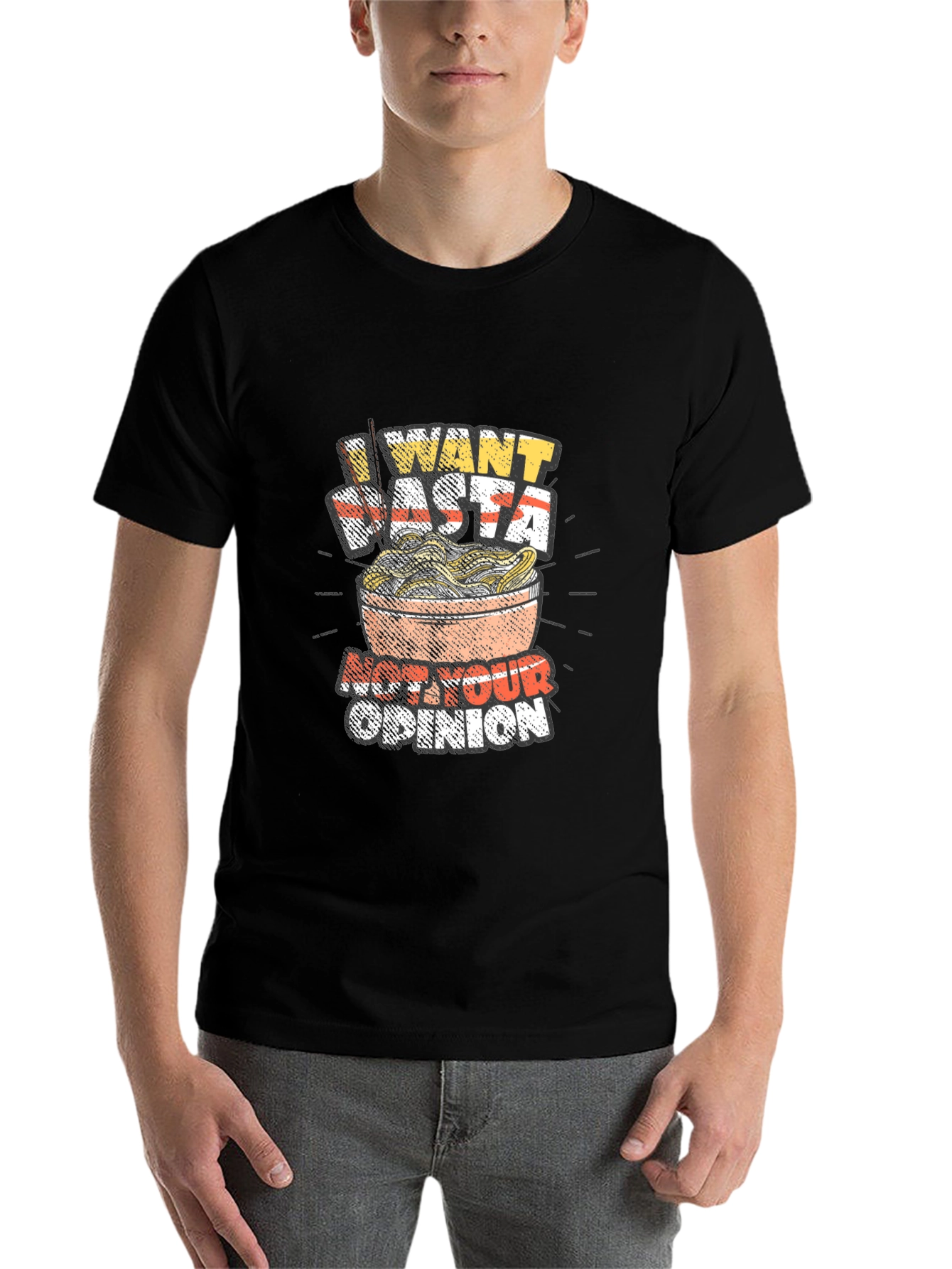 Black I Want Pasta Graphic T-Shirt - Funny Foodie Tee view 7