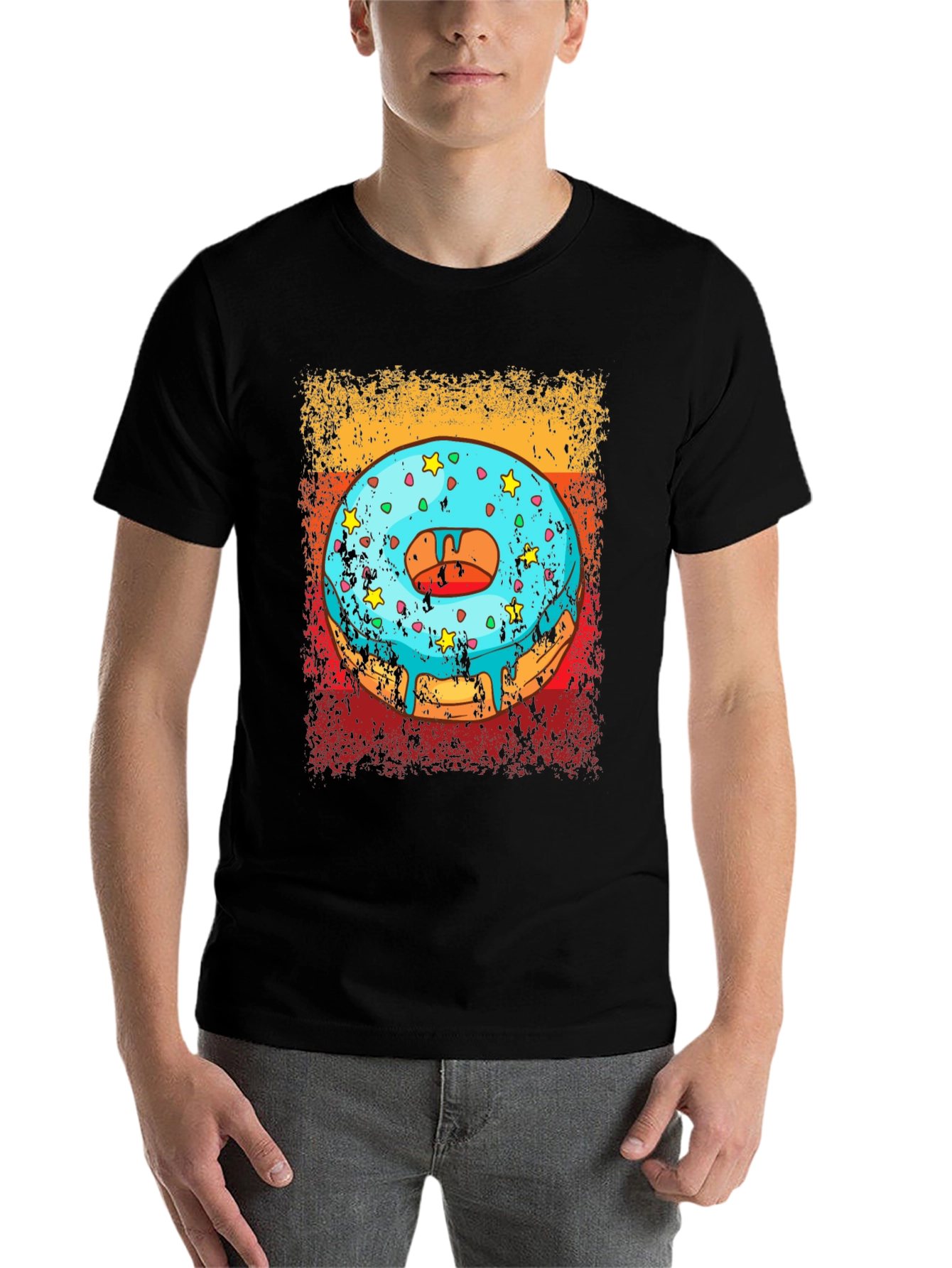 Black Donut Graphic Tee - Novelty T-Shirt view 7