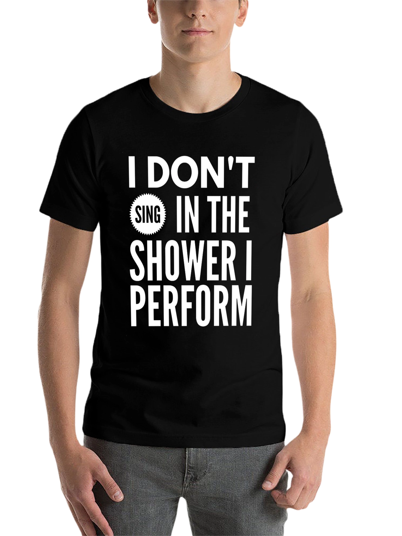 Black Funny Shower Singer T-Shirt view 7