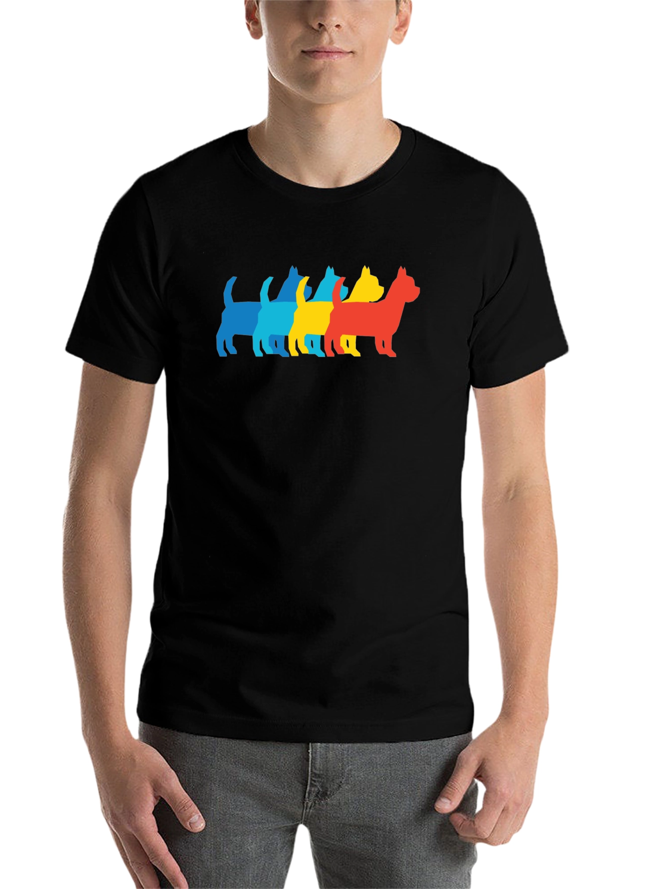 Black Pop Art Dog Silhouette Graphic Tee view 7