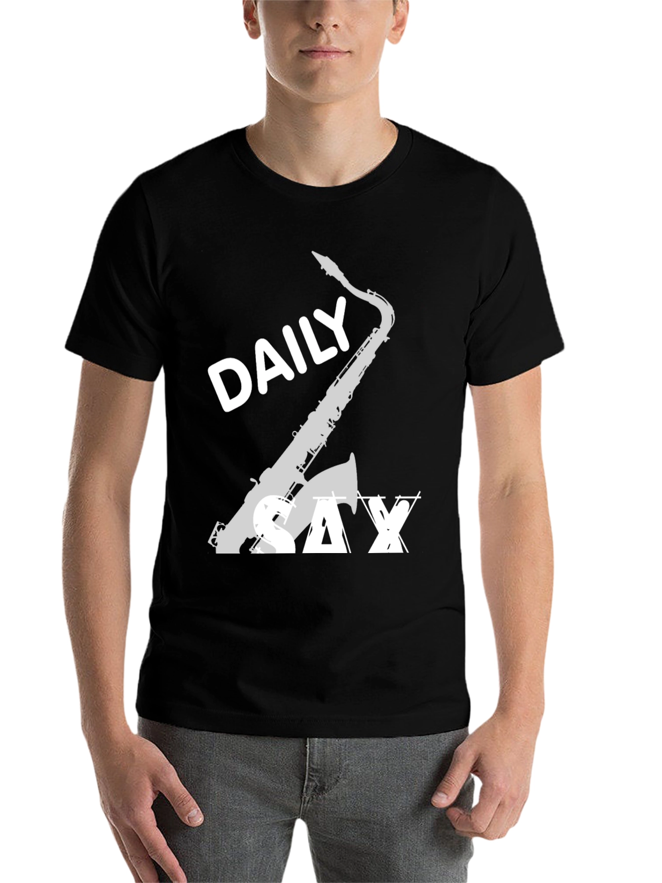 Black Daily Sax Black T-Shirt - Music Lover Tee view 7