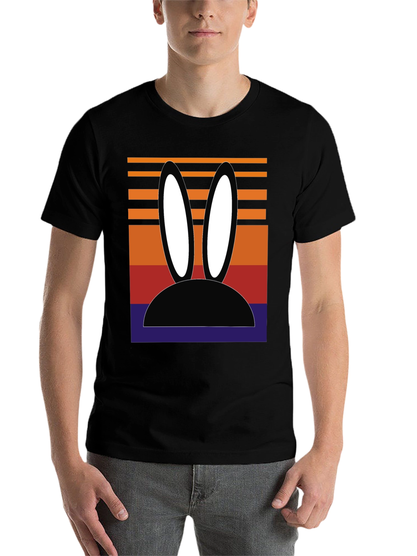Black Retro Bunny Ears Graphic Tee view 7