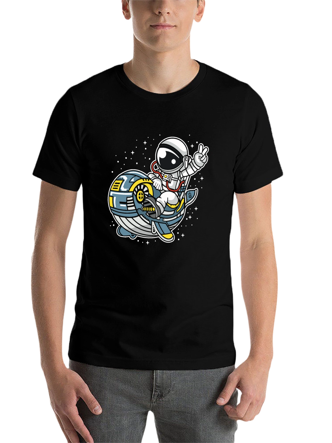Black Astronaut Whale Space Ride T-Shirt view 7