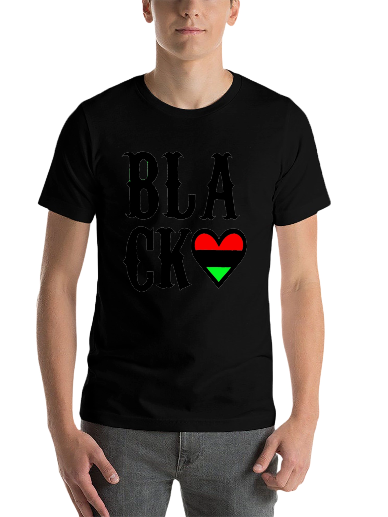 Black Black Love Heart T-Shirt - Pan-African Colors view 7