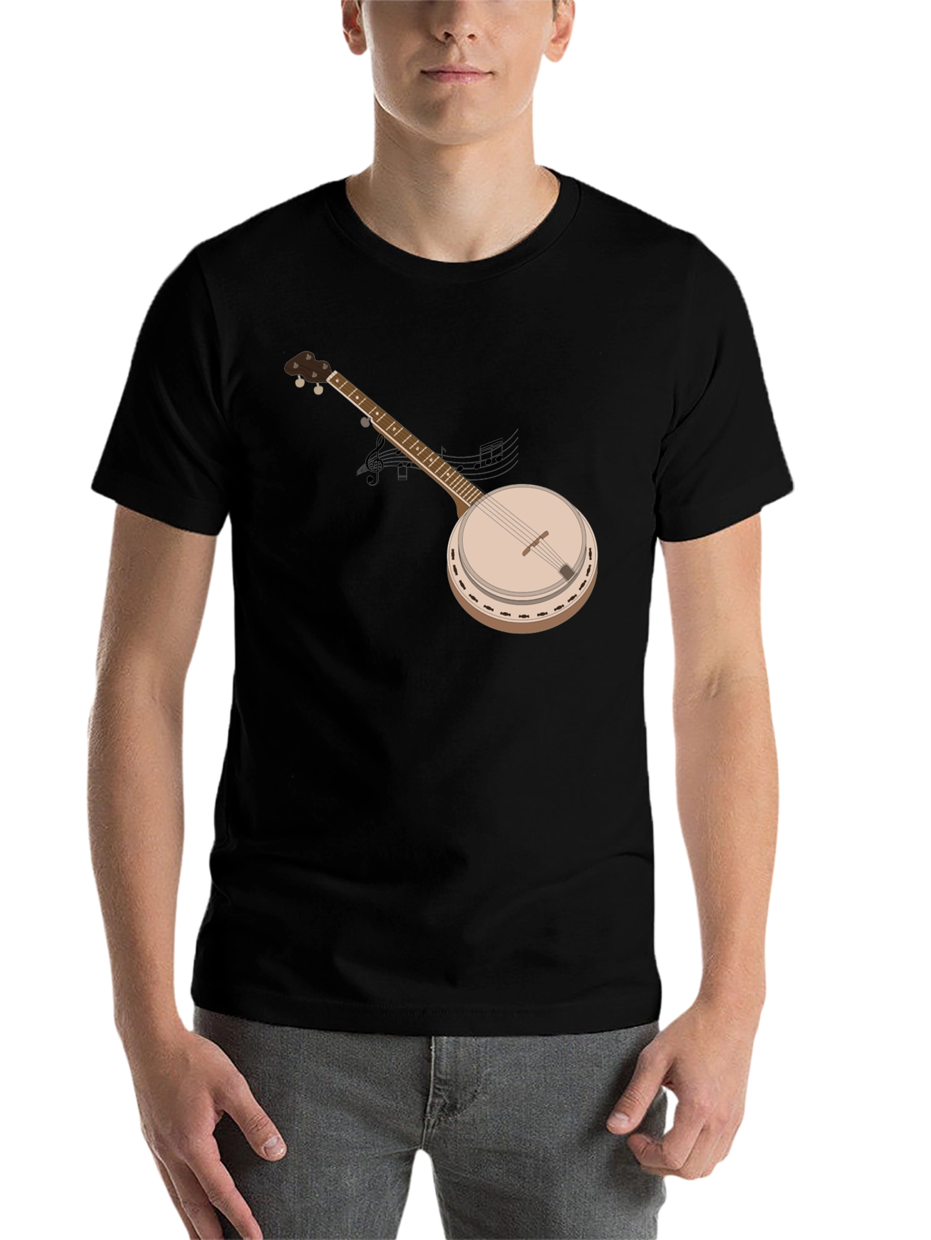 Black Banjo Graphic T-Shirt - Music Lover Tee view 7