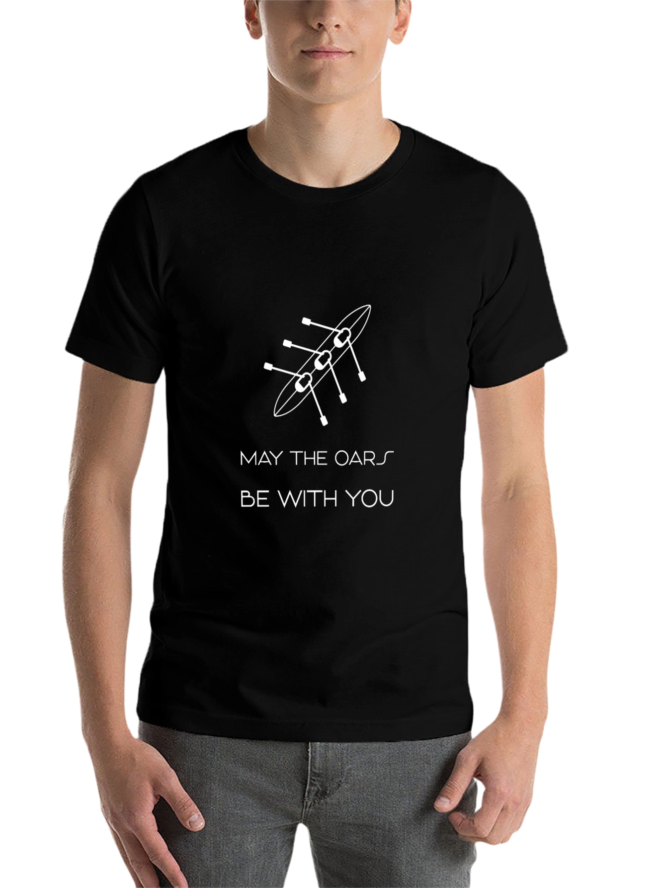 Black Rowing T-Shirt - May The Oars Be With You - Black Cotton Tee view 7