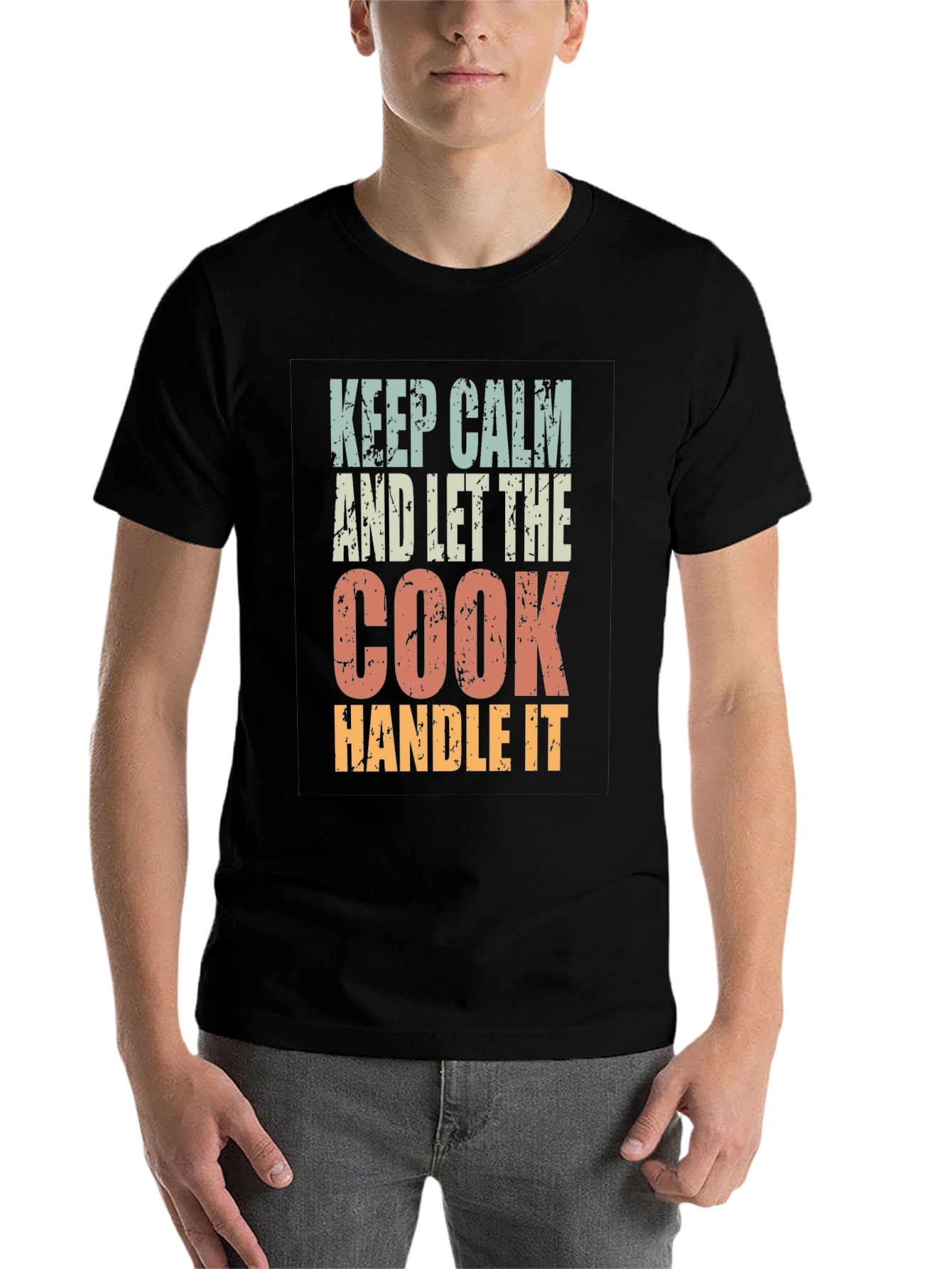 Black Keep Calm Cook T-Shirt - Chef Gift Idea view 7
