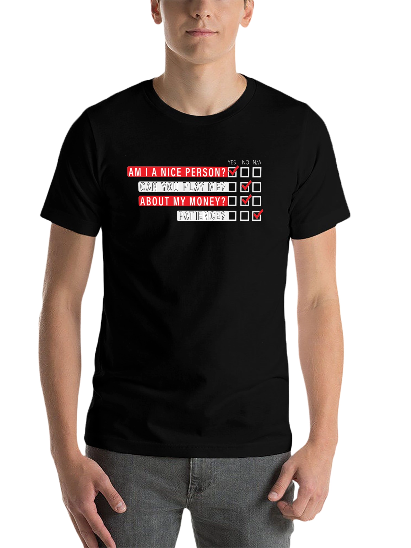 Black Funny T-Shirt: Am I a Nice Person? view 7