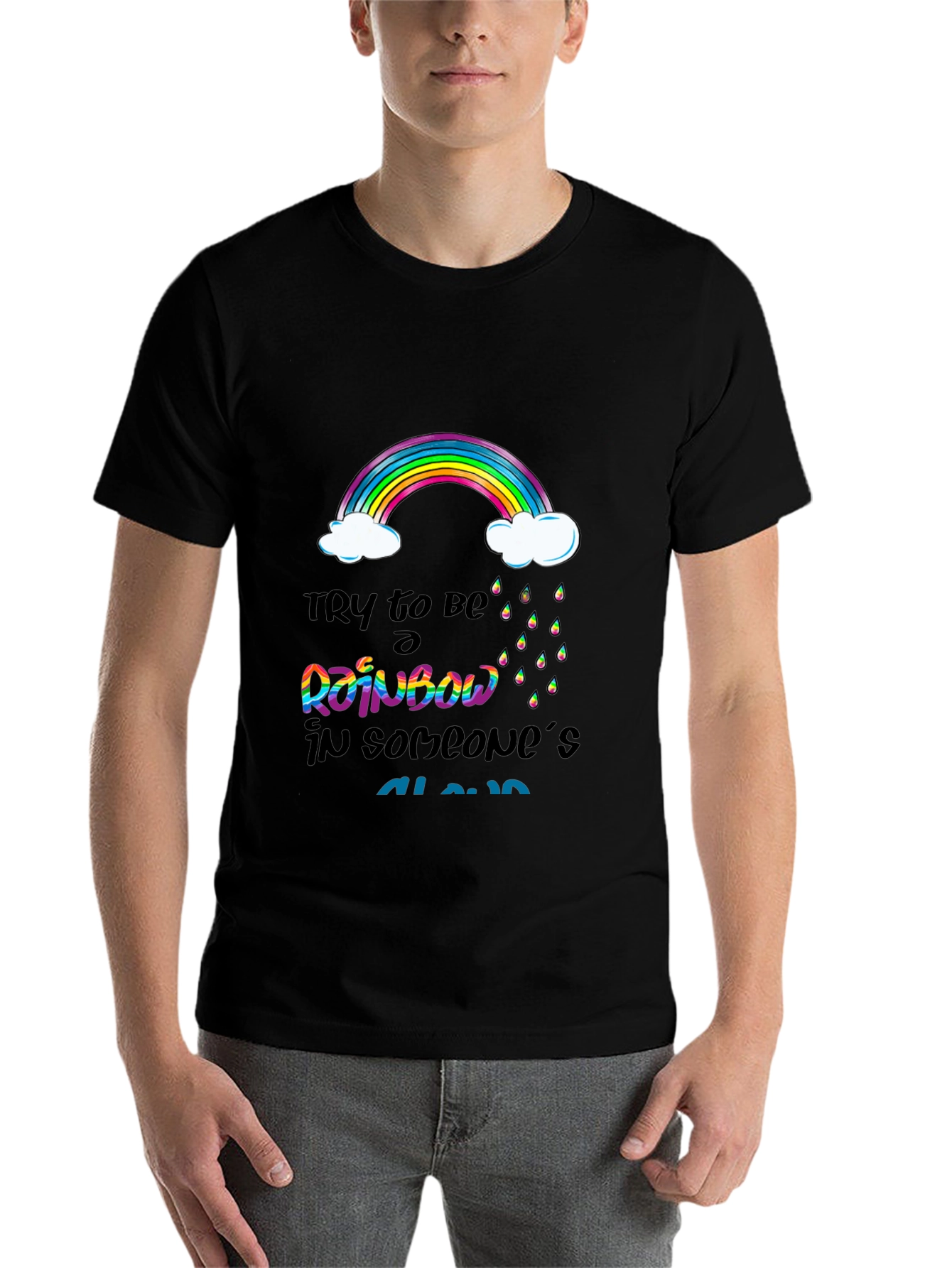 Black Rainbow Cloud Graphic T-Shirt view 7