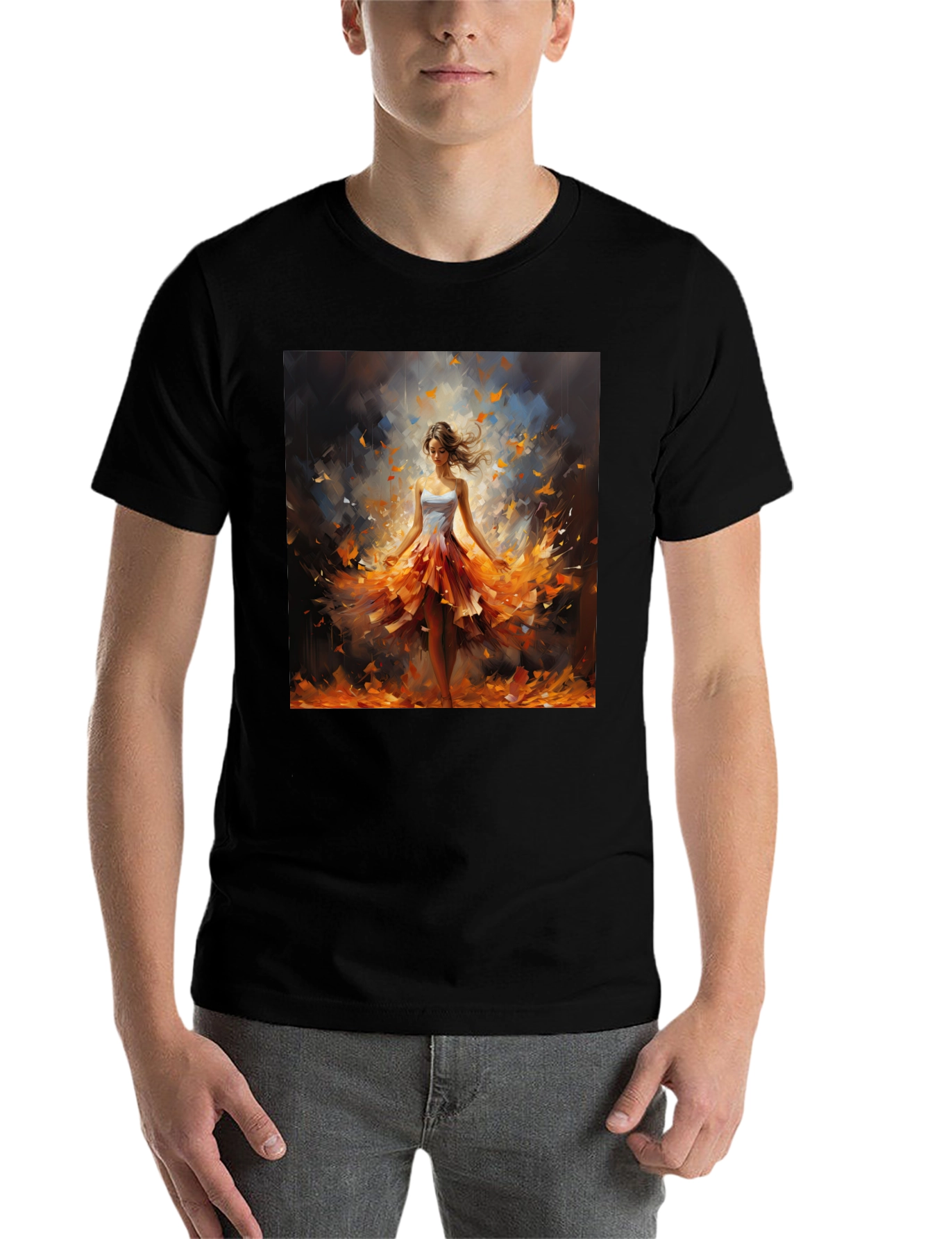 Black Woman in Autumn Dress T-Shirt view 7