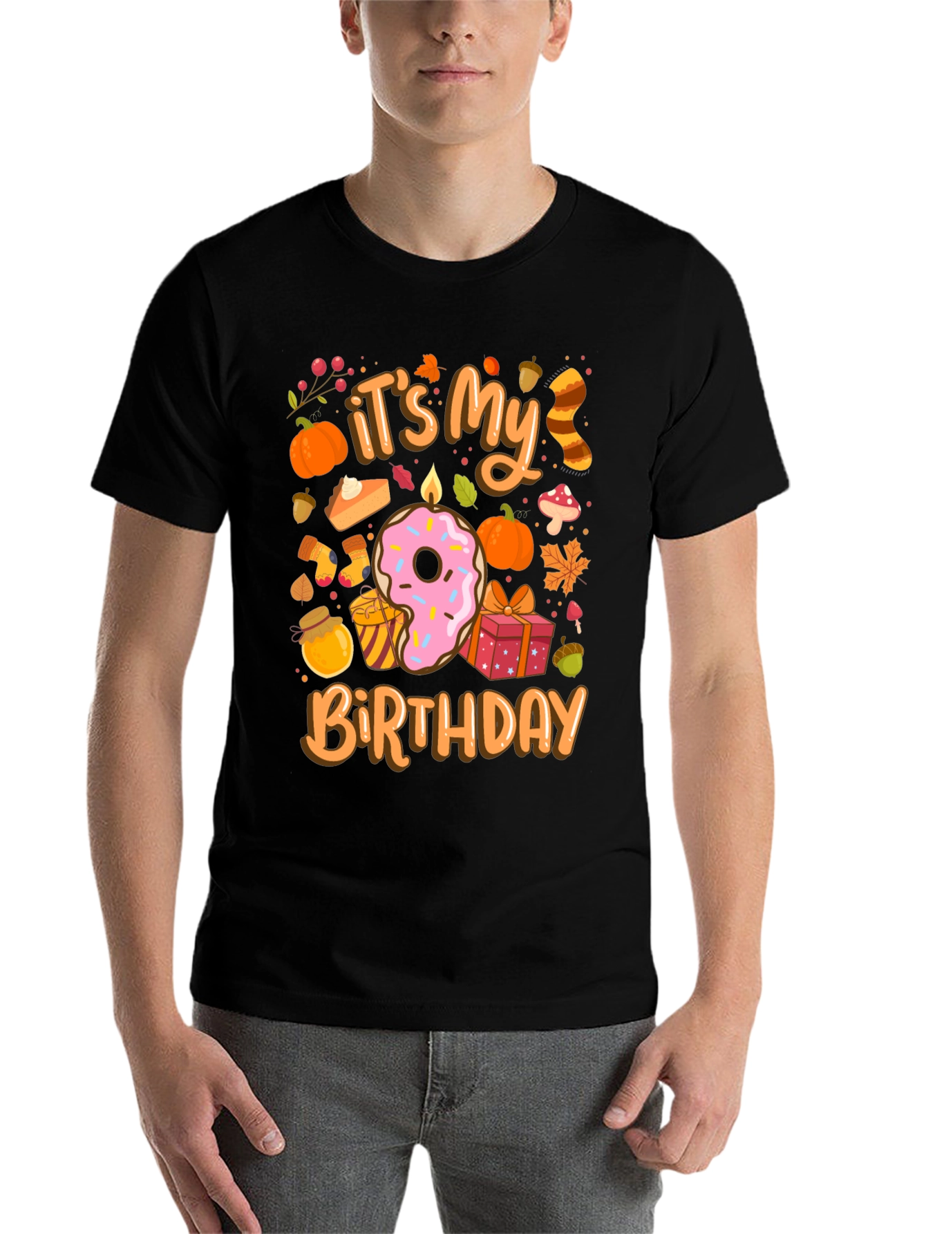 Black It's My Birthday Fall Themed T-Shirt view 7