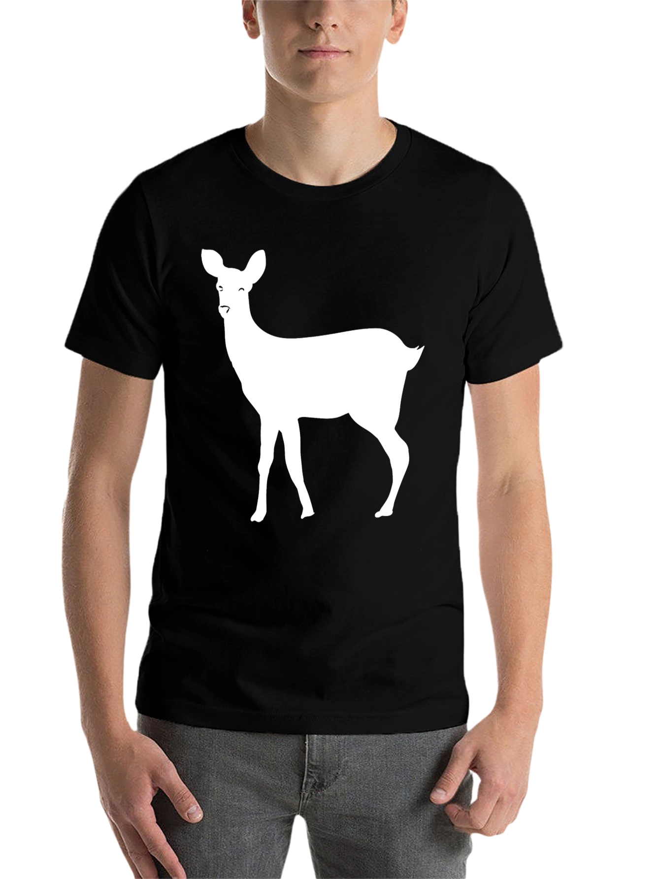 Black Deer Graphic Tee - Stylish Black Cotton T-Shirt view 7