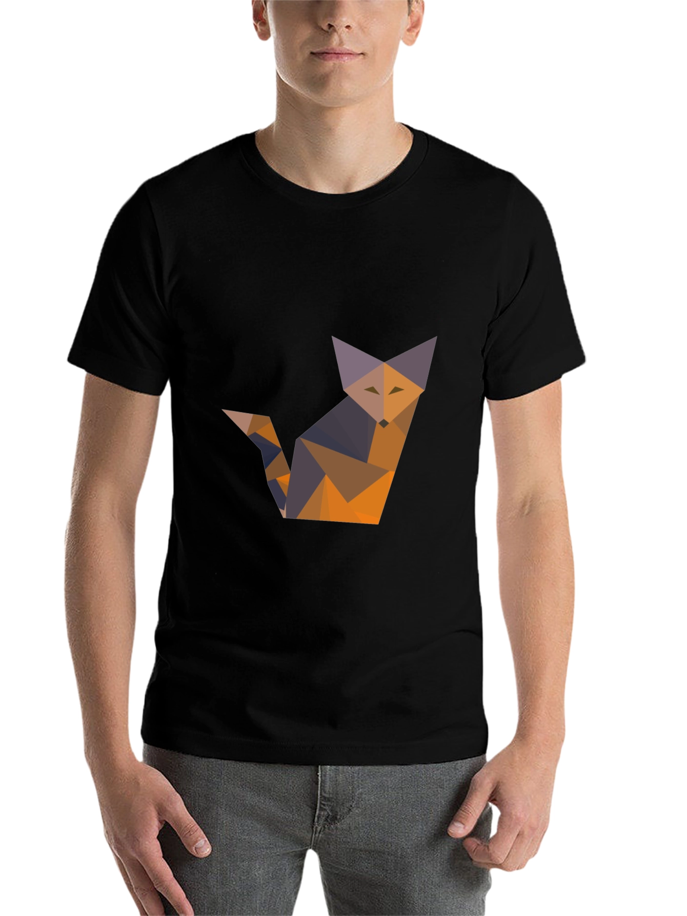 Black Geometric Fox T-Shirt - Modern Graphic Tee view 7