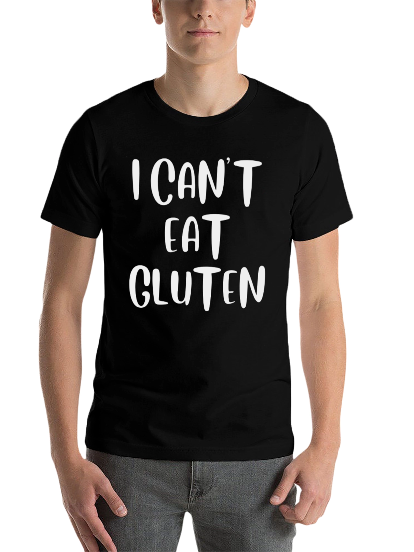 Black I Can't Eat Gluten Graphic Tee - Unisex Black T-Shirt view 7