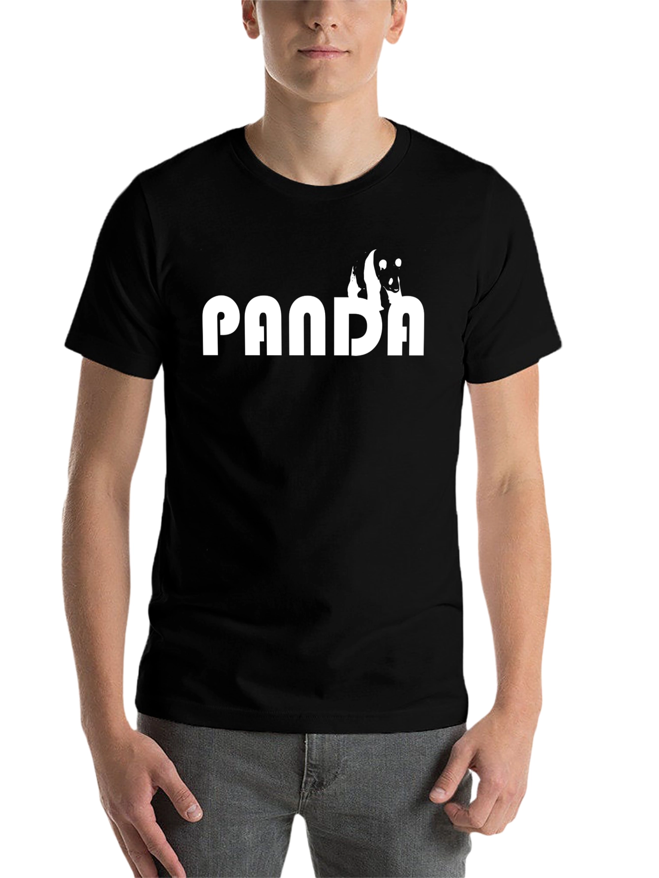 Black PANDA Graphic Tee - Black Cotton T-Shirt view 7