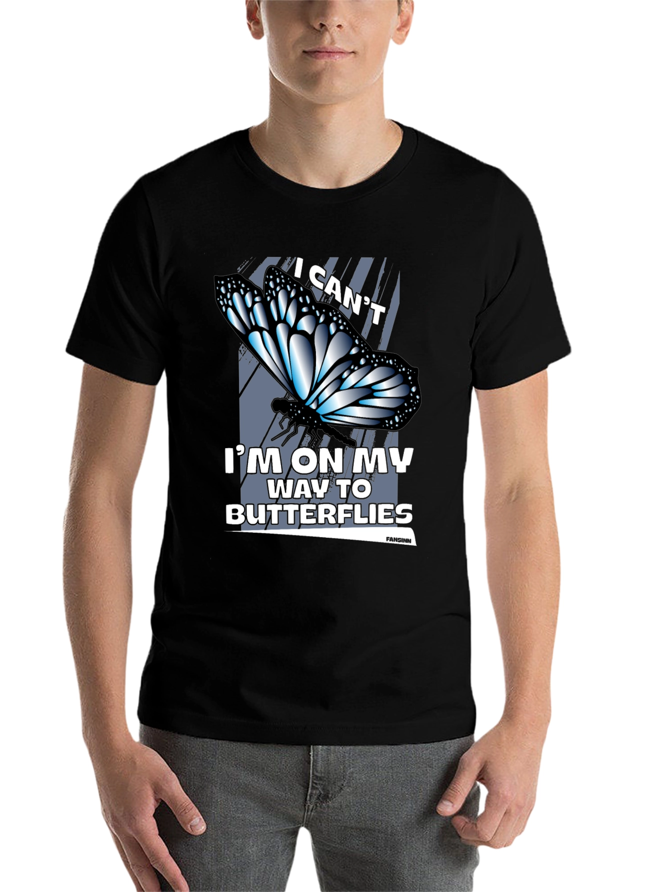 Black Butterfly Graphic T-Shirt - I Can't, Butterflies view 7