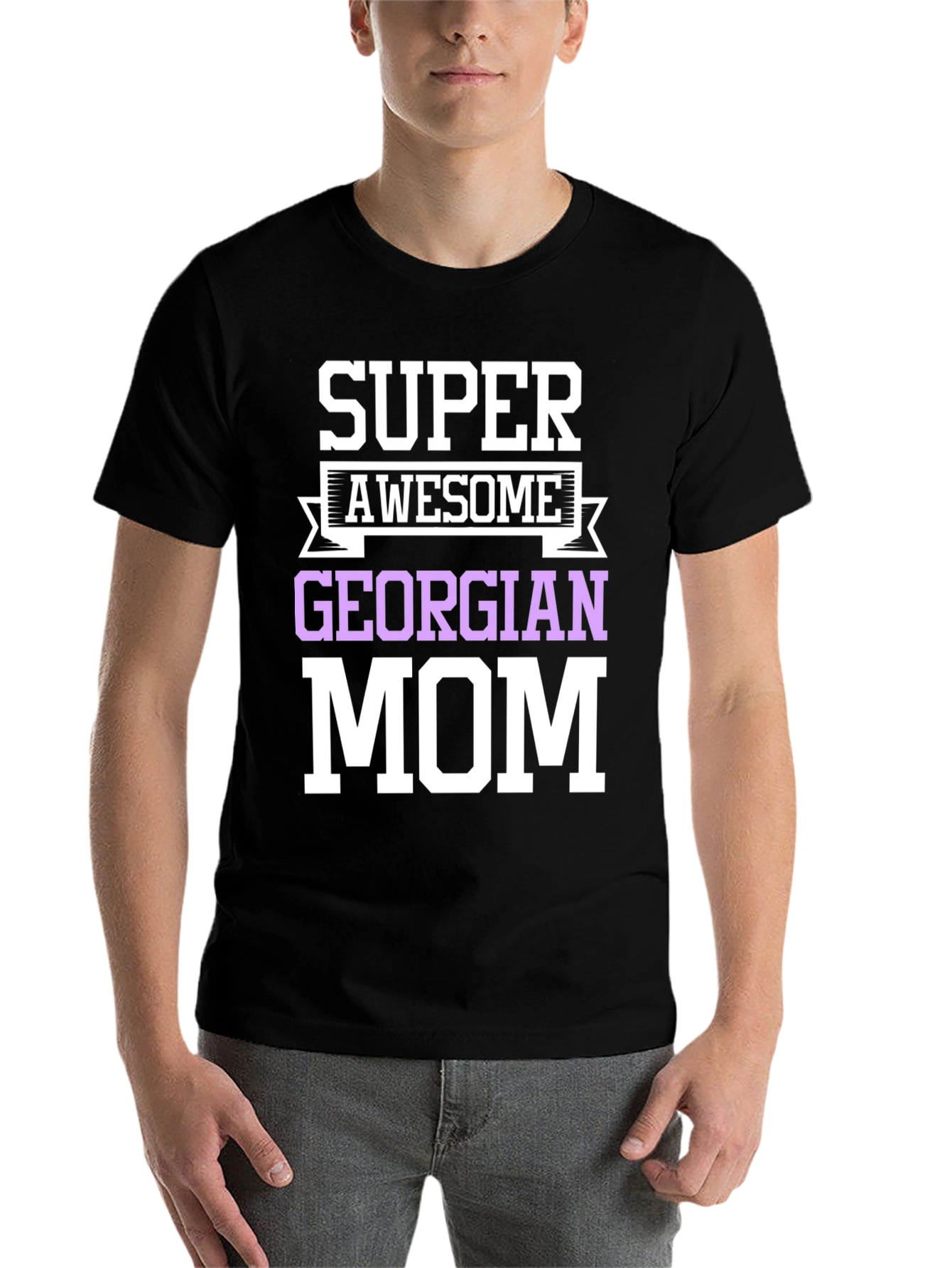 Black Super Awesome Georgian Mom T-Shirt view 7
