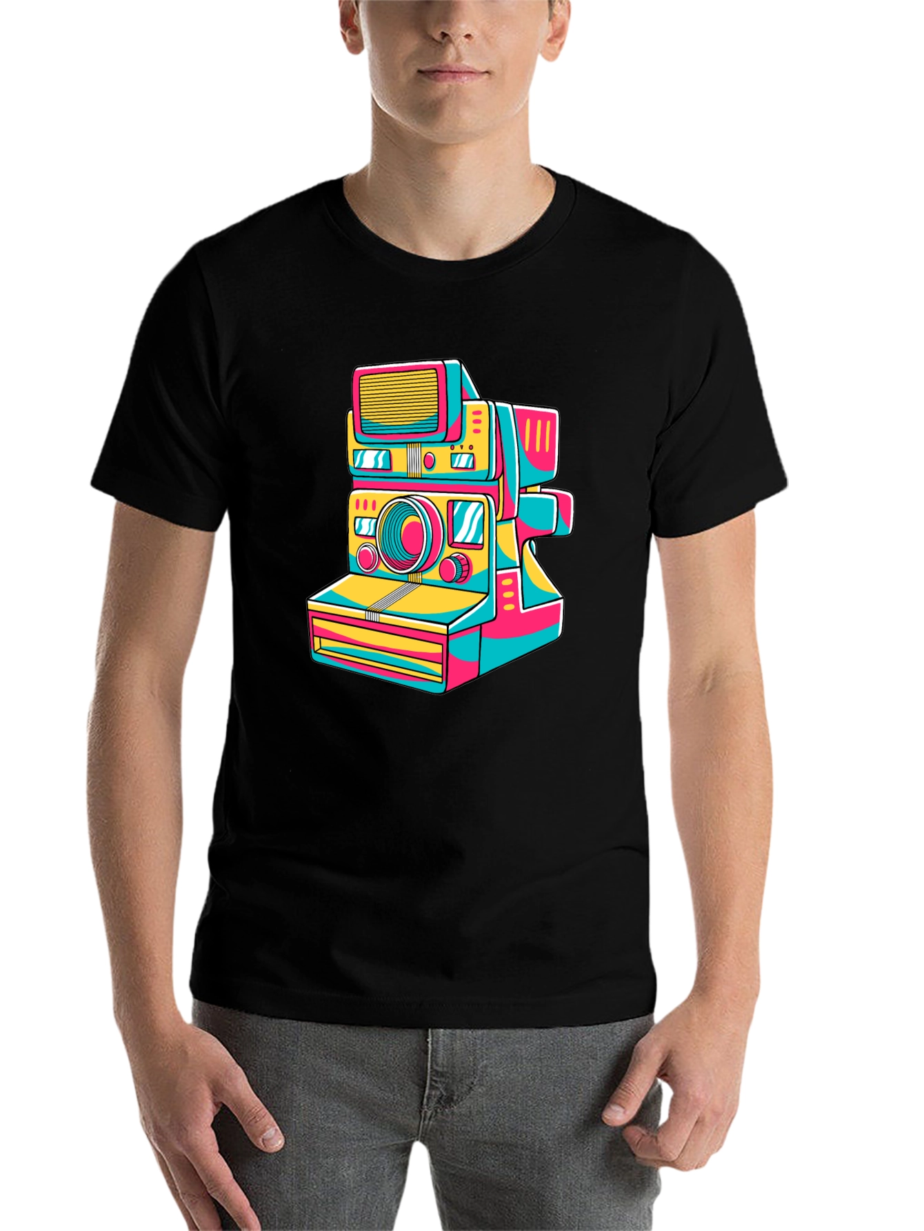 Black Retro Camera Graphic Tee - Stylish Black T-Shirt view 7