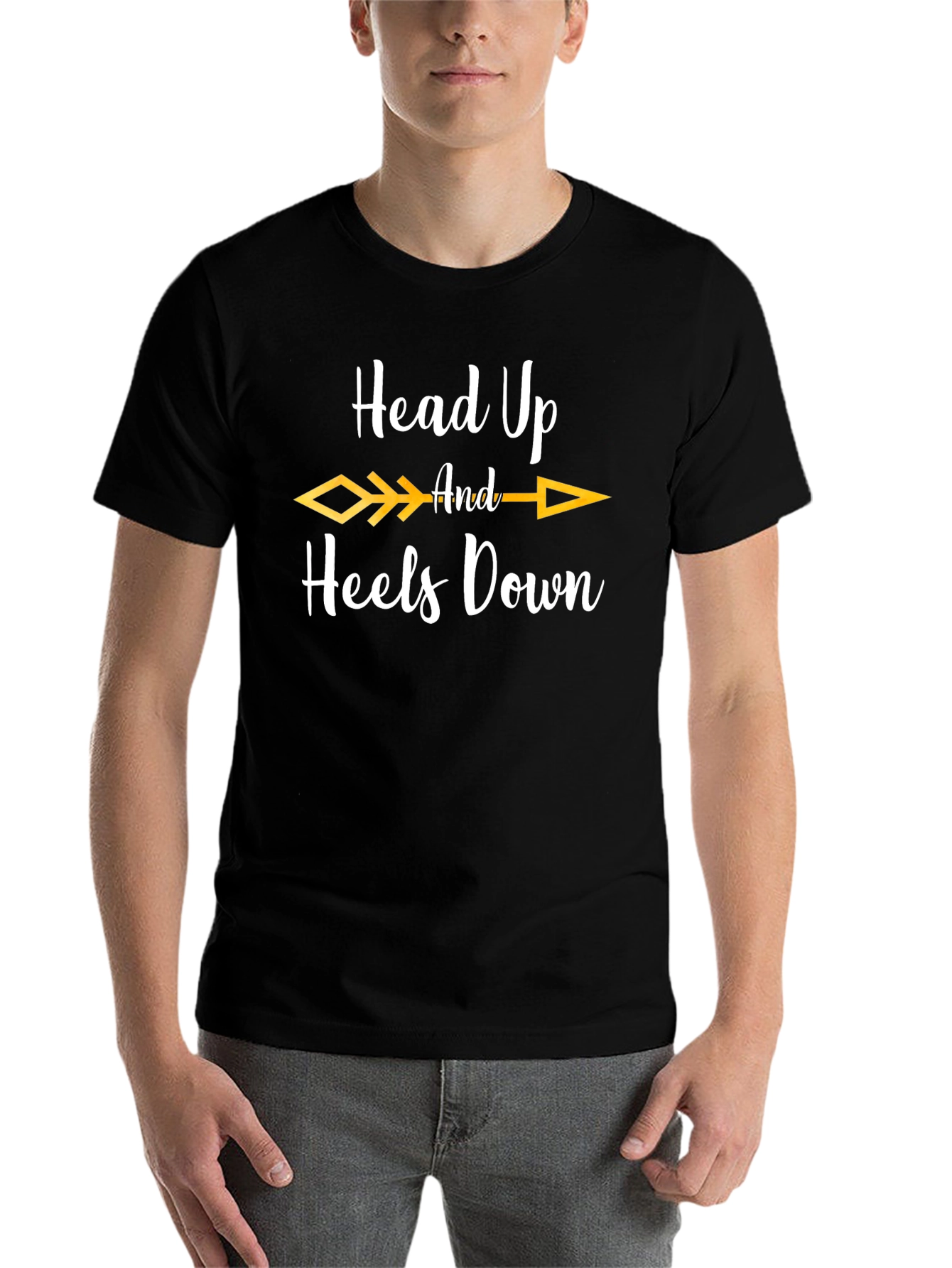 Black Head Up Heels Down Graphic Tee view 7