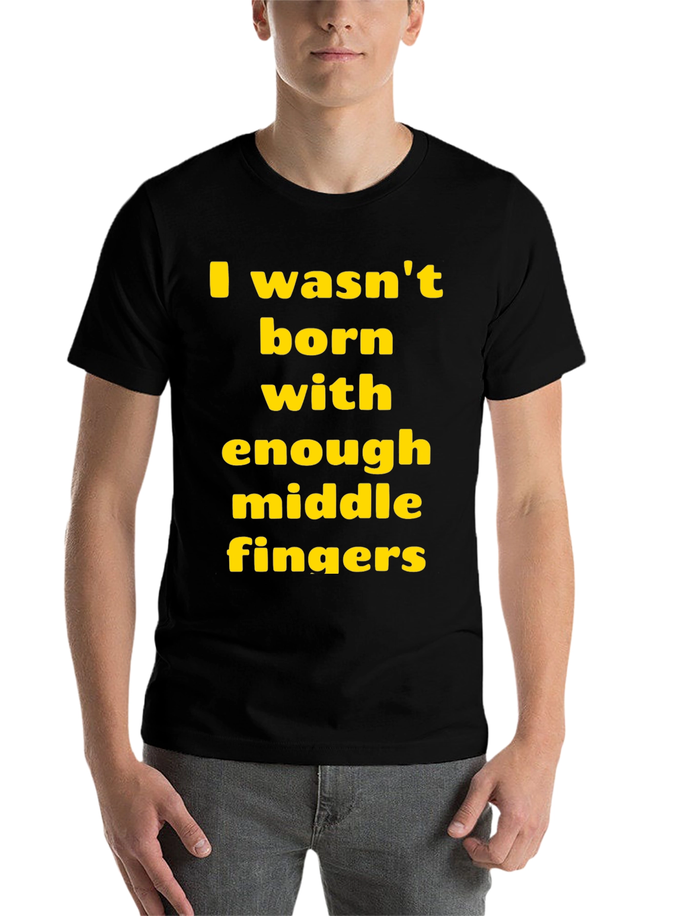 Black Funny Sarcastic T-Shirt: Middle Finger Graphic Tee view 7