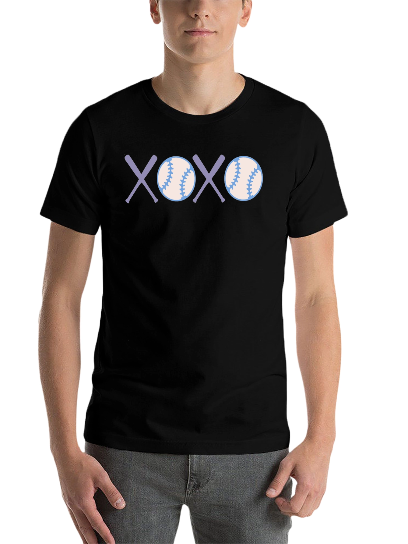 Black Baseball XOXO Graphic Tee - Soft Cotton Casual T-Shirt view 7