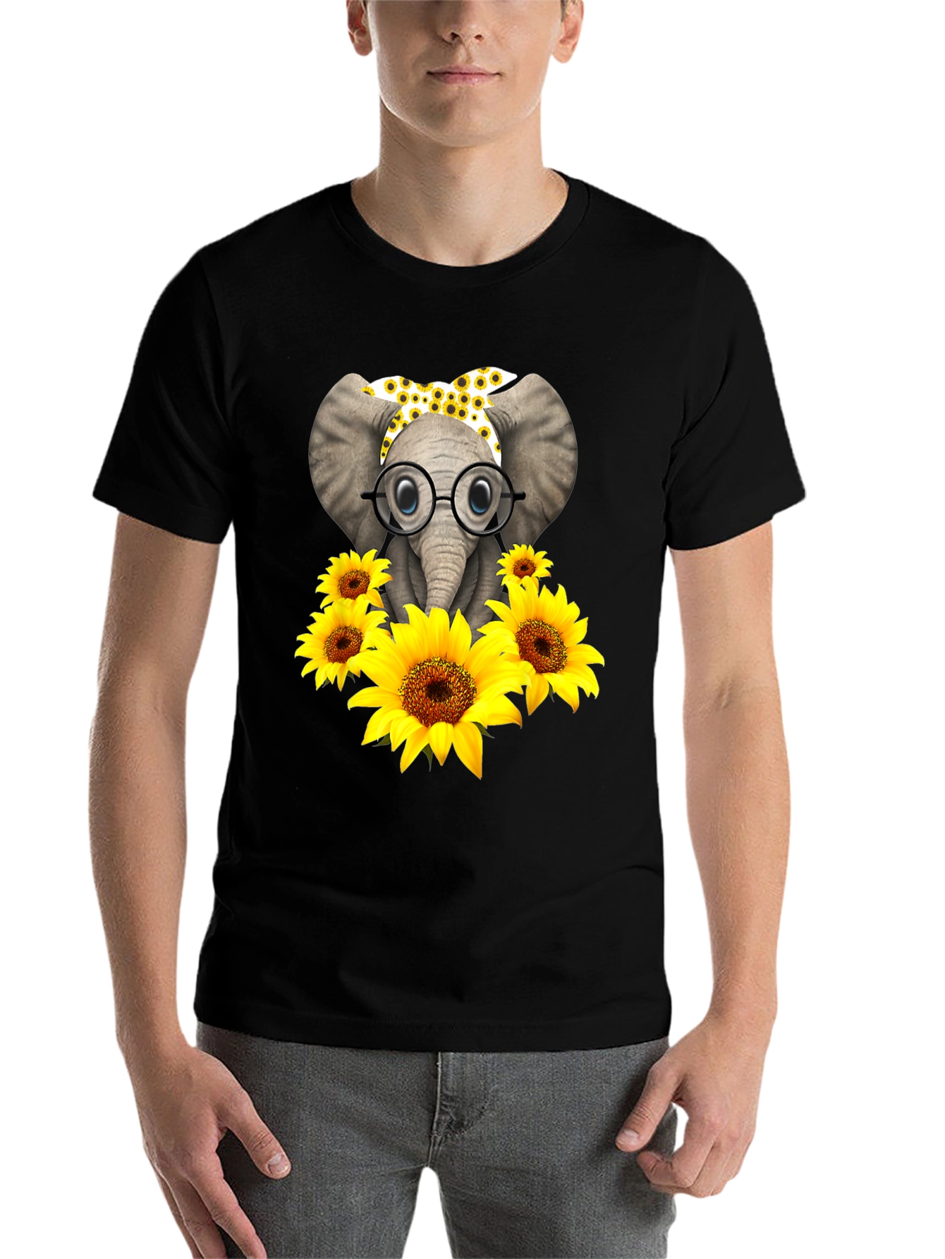 Black Elephant Sunflower Graphic Tee view 7